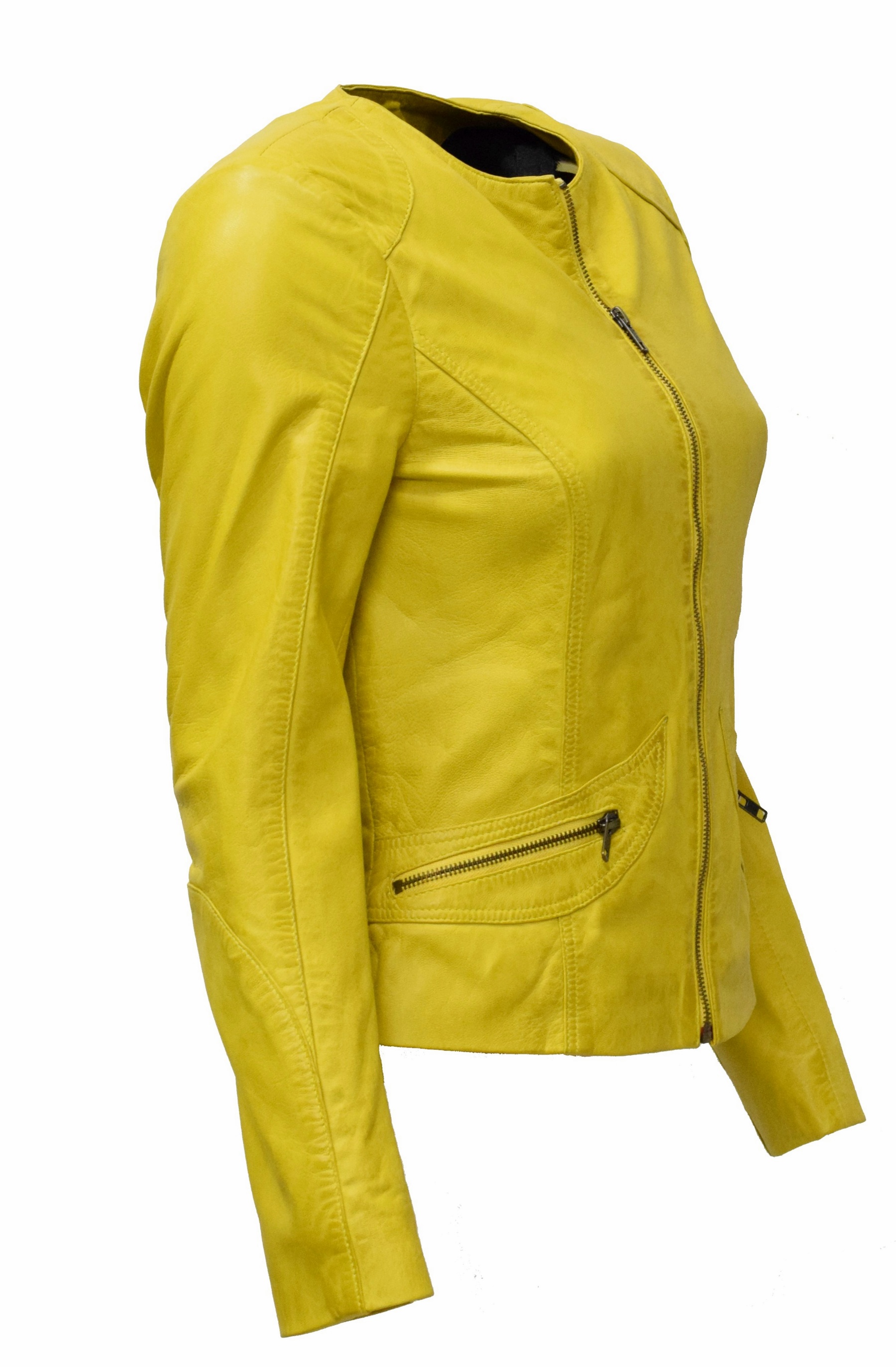 Damen Lederjacke "BEA" in washed Gelb