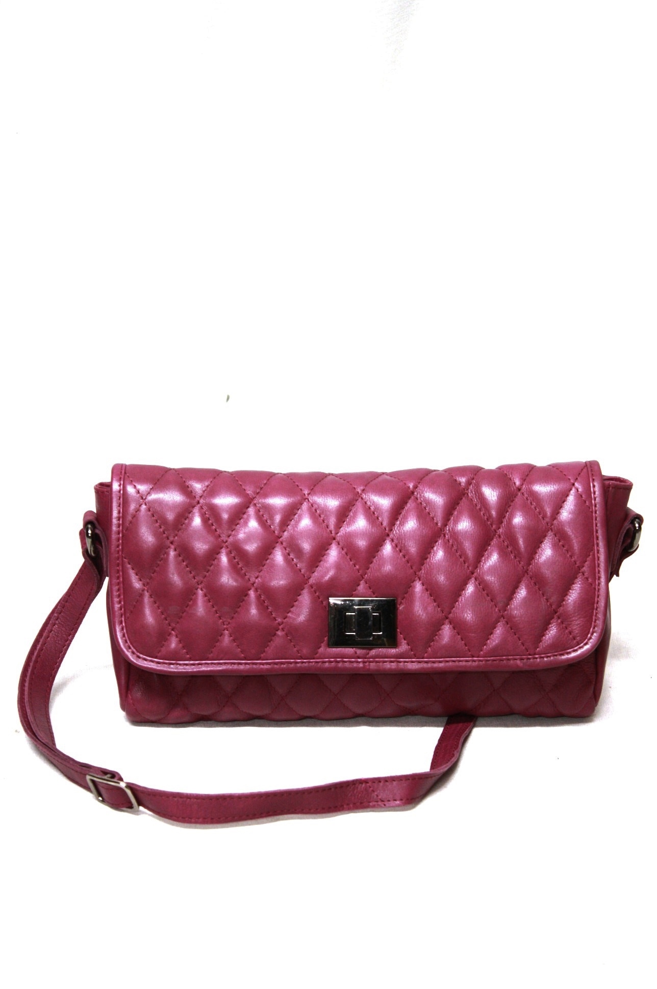 Masquenada Damen Schultertasche aus gesteppten Leder in Fuchsia