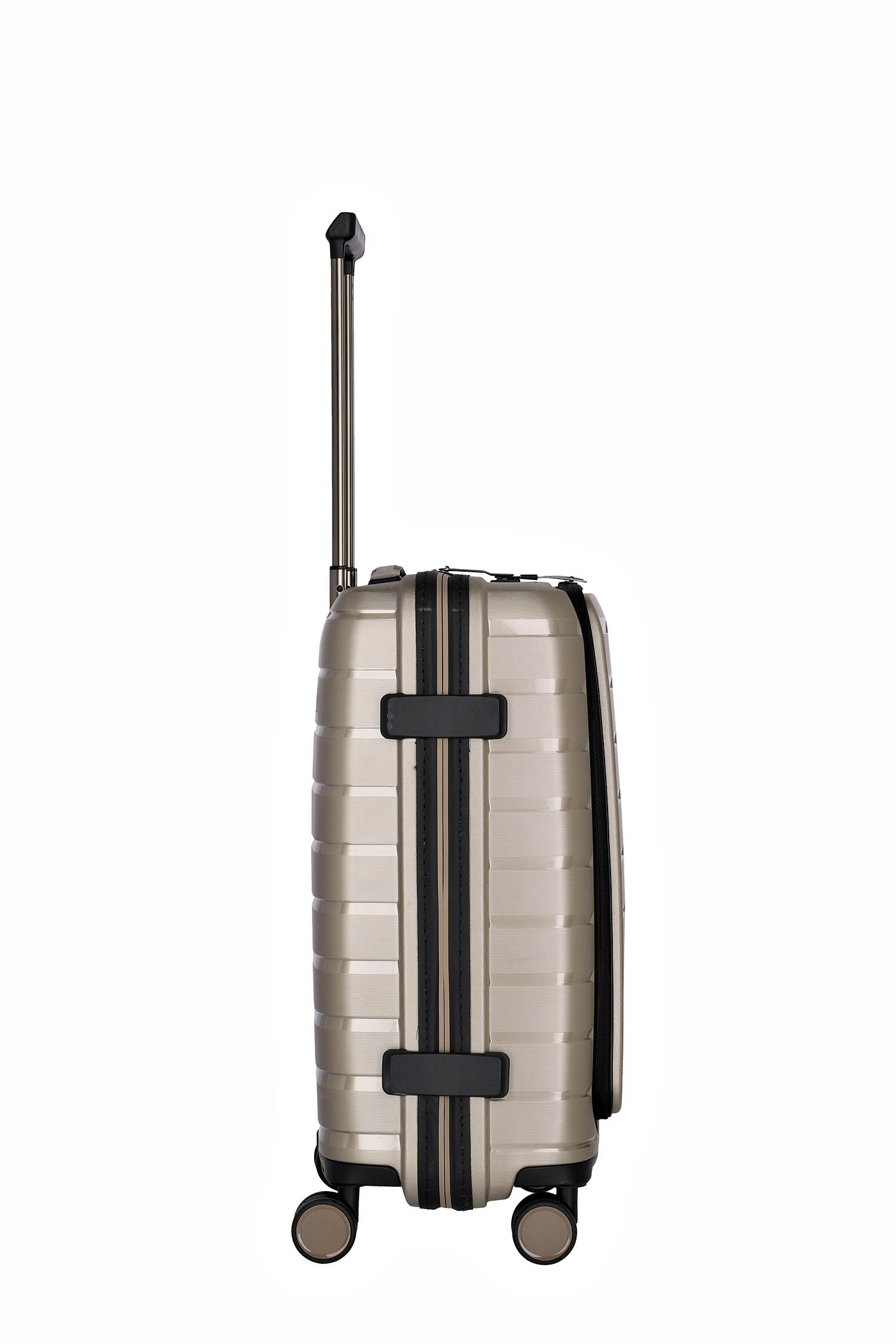 Travelite Koffer Air Base Vortasche 4 Rollen Trolley 55 cm S+ Champagner