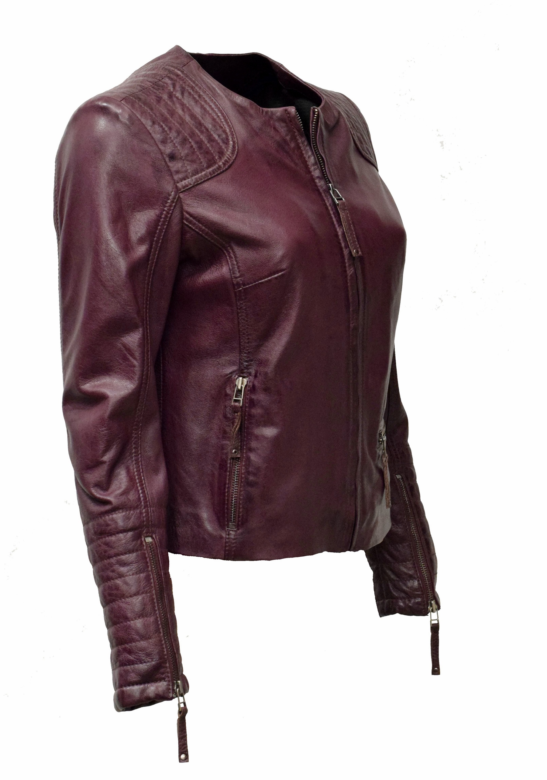 Damen Lederjacke Luisa in washed Burgund