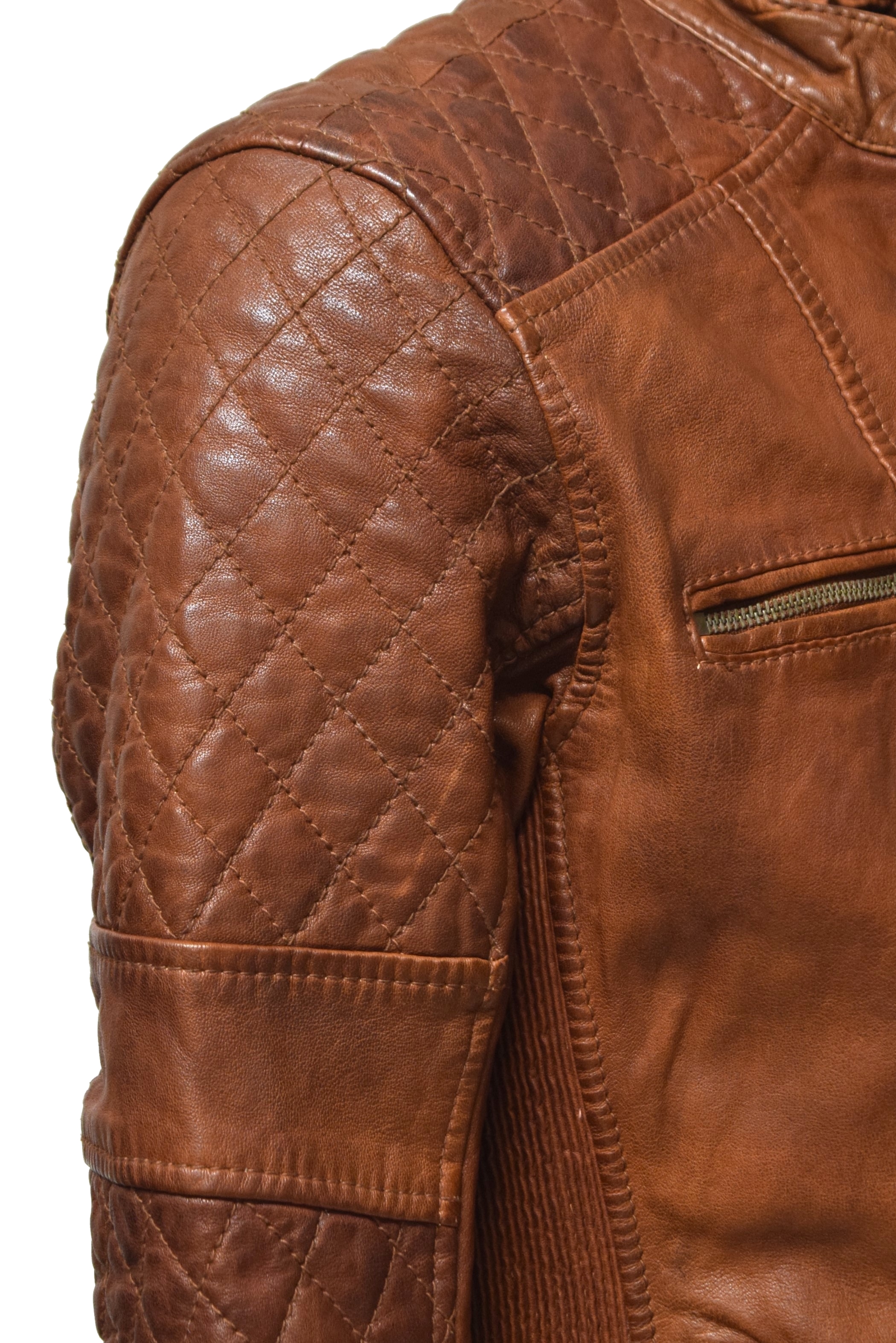 Herren Lederjacke Alex gesteppt in washed Whiskey