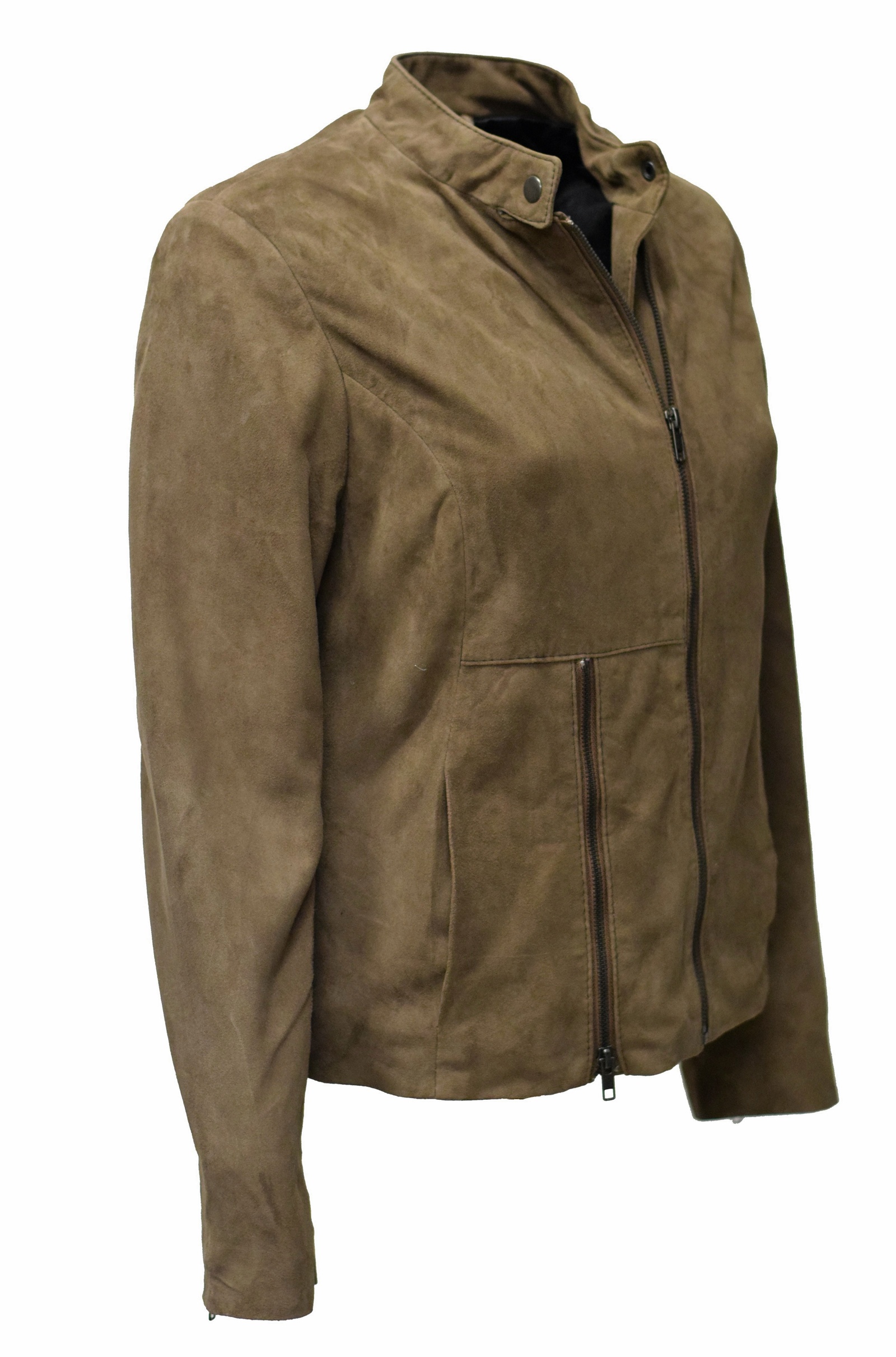 Damen Lederjacke Ziegenvelour Sofia in fine Schlamm