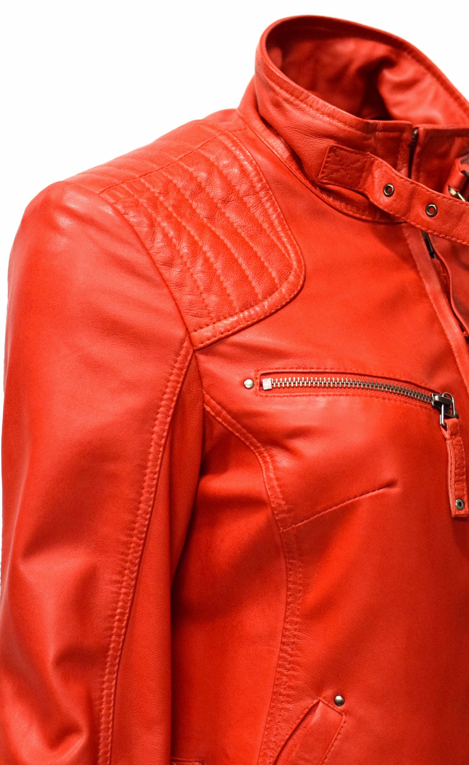 Damen Lederjacke Fily gesteppt washed Rot
