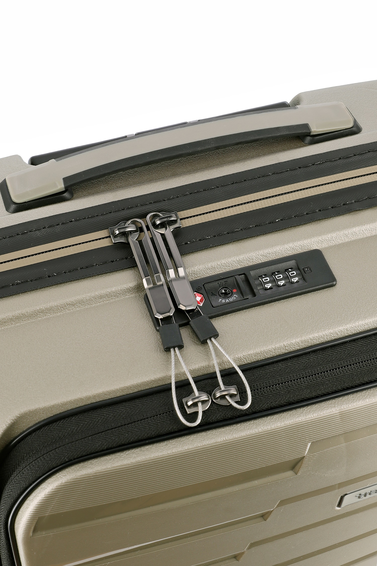 Travelite Koffer Air Base Vortasche 4 Rollen Trolley 55 cm S+ Champagner