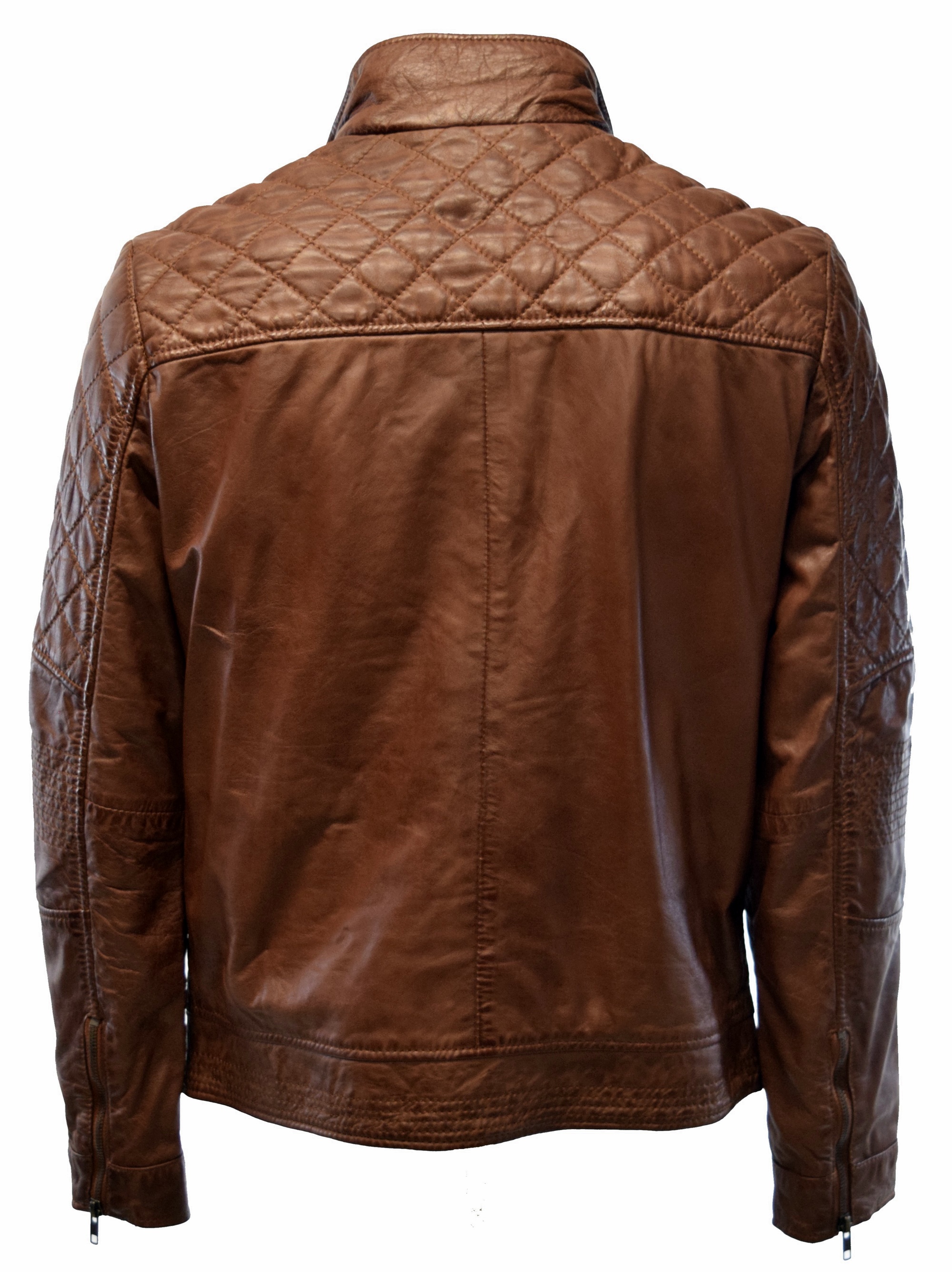 Herren Lederjacke Gilbert gesteppt in washed Whiskeybraun 