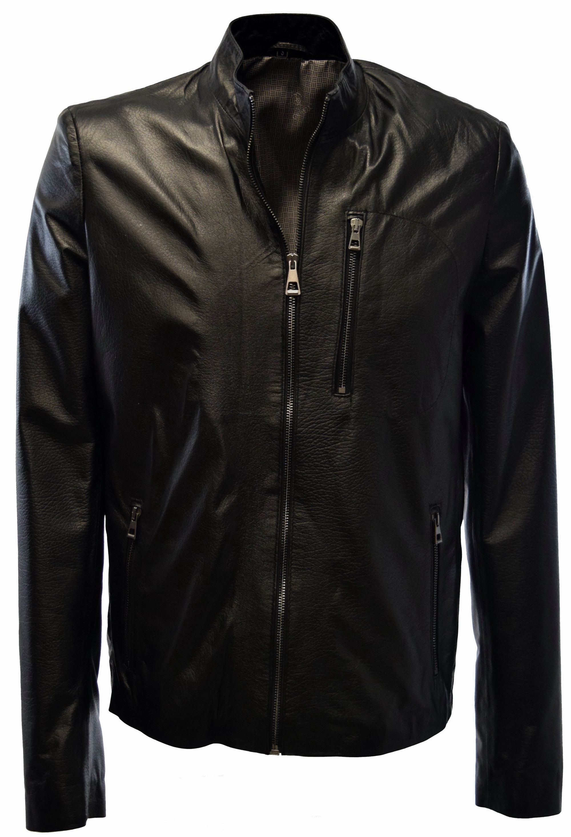 Herren Lederjacke Maik geprägtes Leder in Schwarz