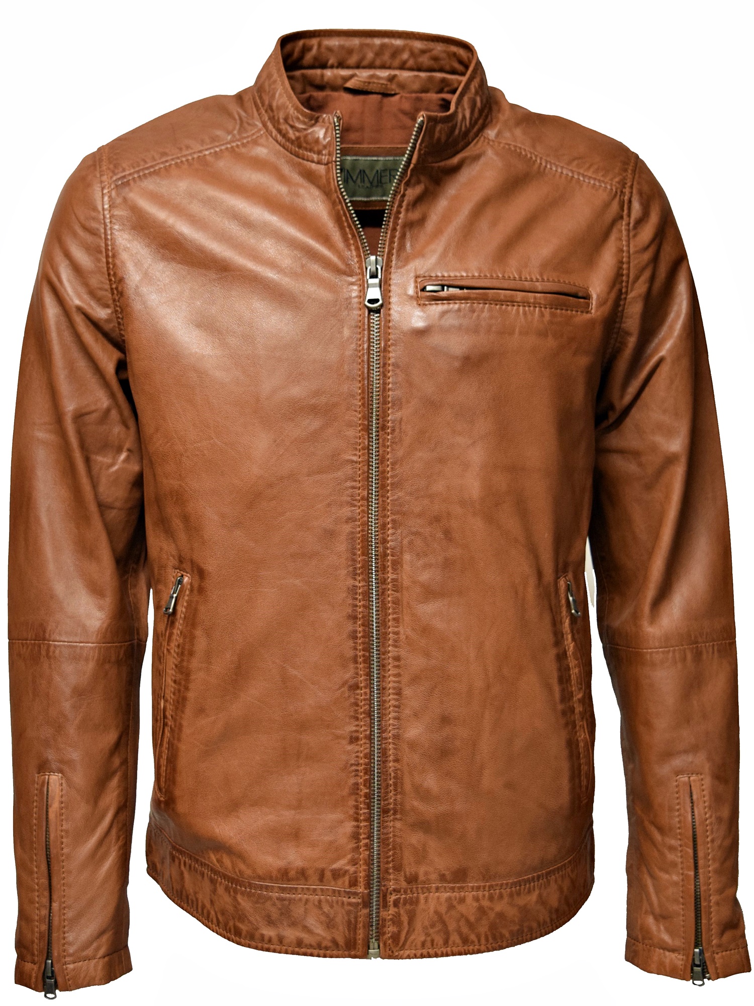 Herren Lederjacke Freddy in washed Cognac Braun