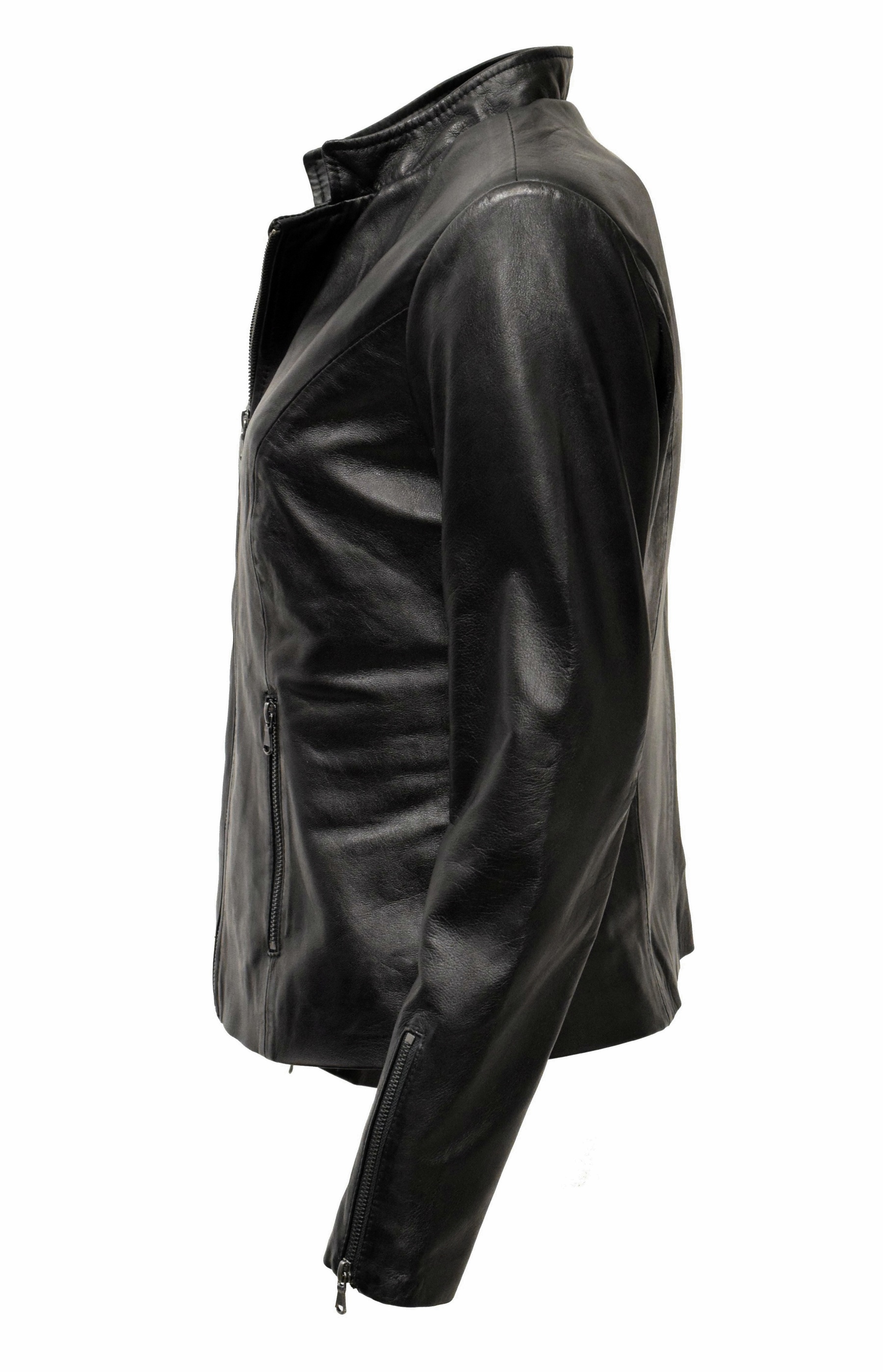 Damen Lederjacke Debby in washed Schwarz
