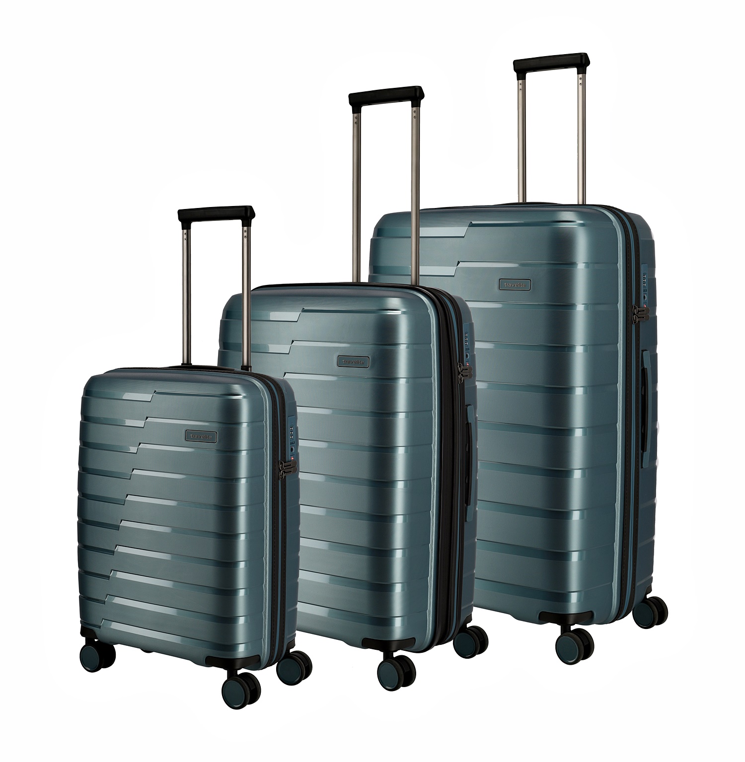 Travelite Koffer Air Base 4 Rollen Trolley Set 3-teilig Eisblau