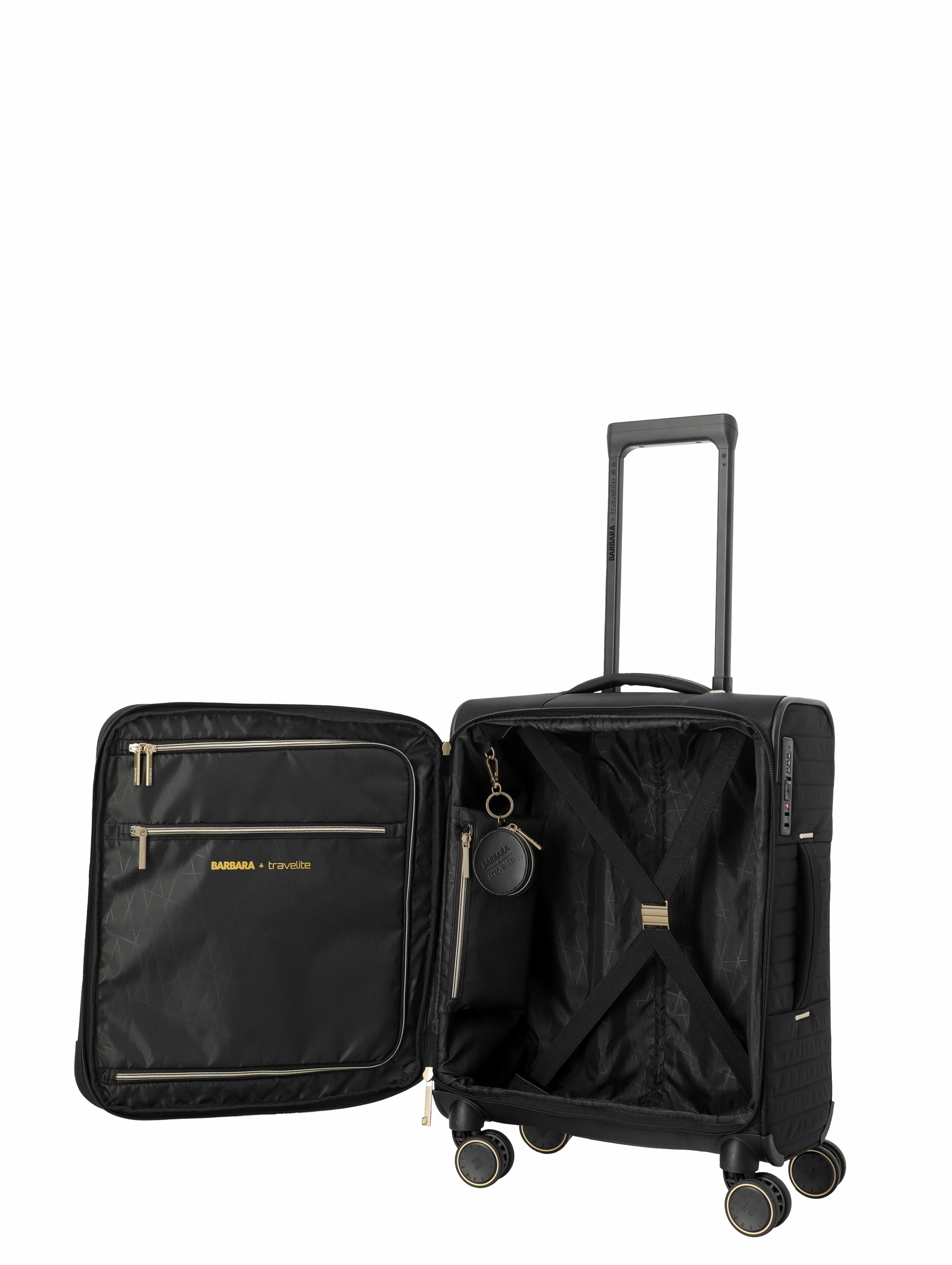 Travelite BARBARA STEPP Trolley S erw. 4 Rollen Schwarz