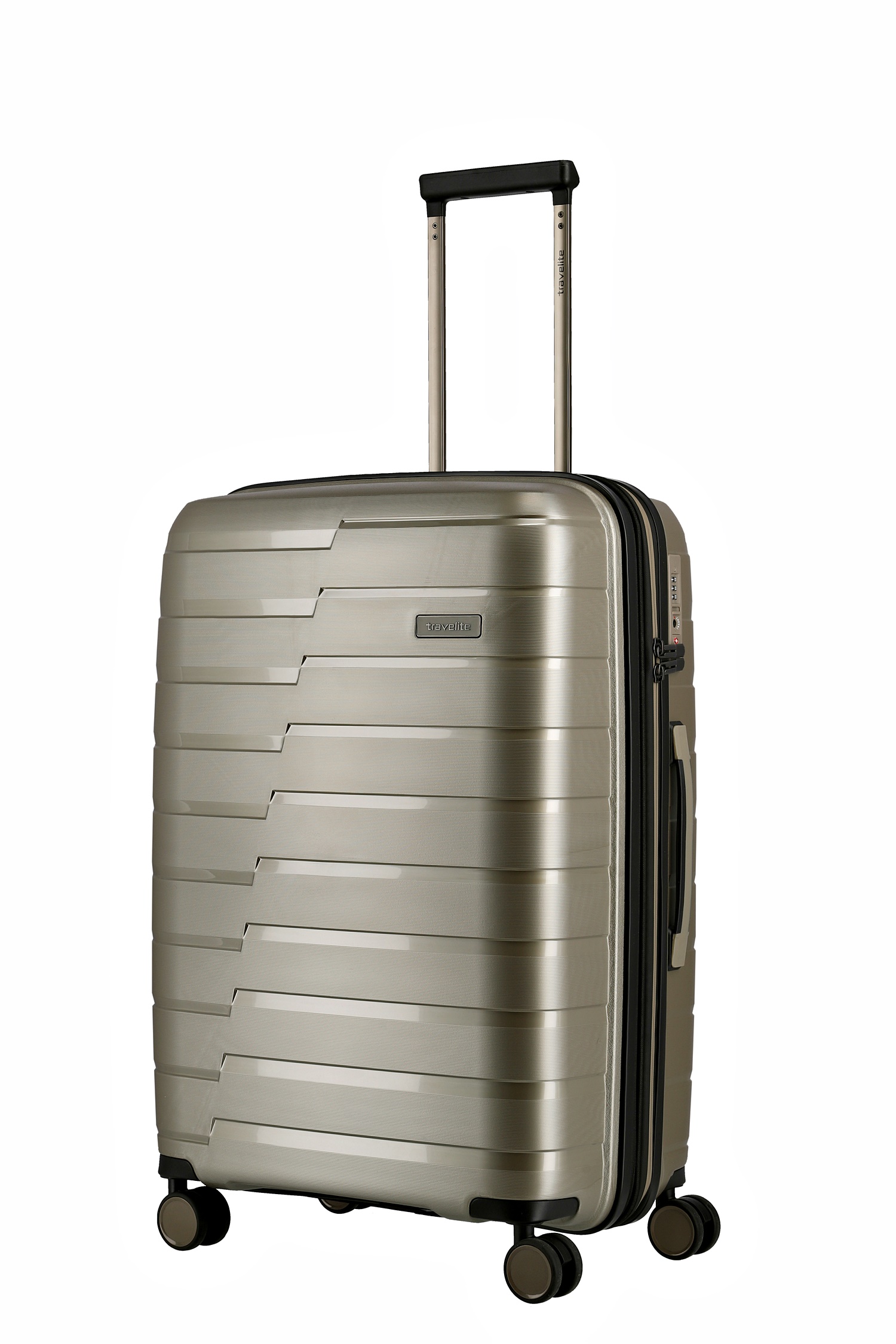 Travelite Koffer Air Base 4 Rollen Trolley M 67  cm Champagner