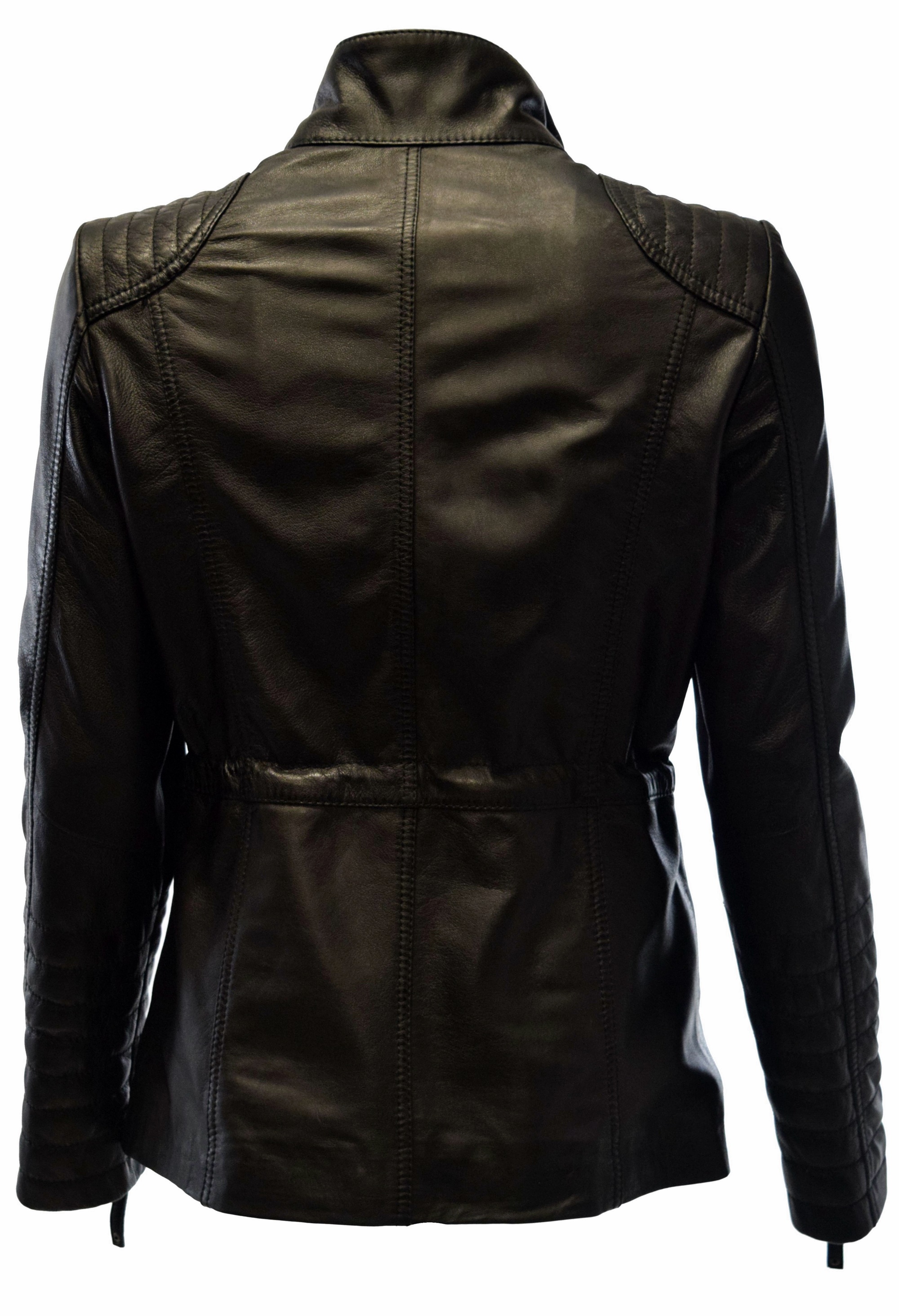 Damen Lederjacke Klara gesteppt washed Schwarz