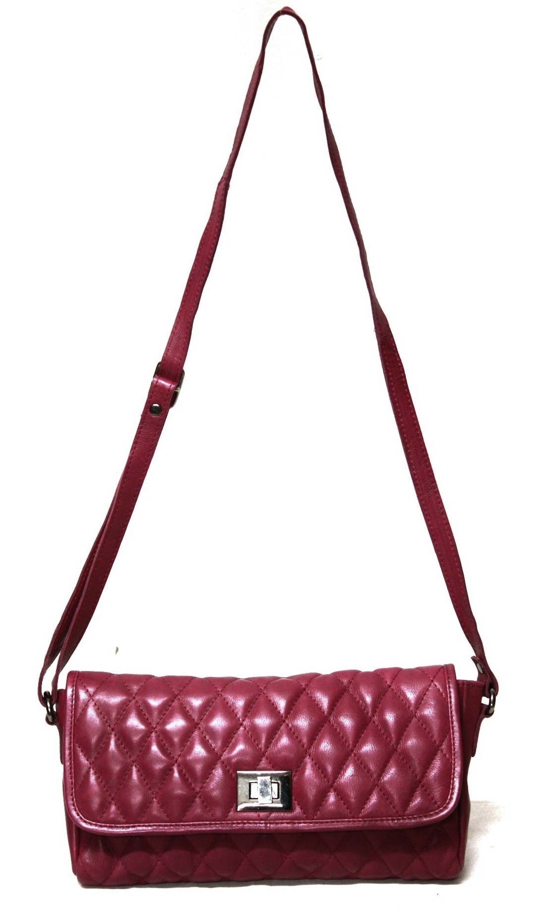 Masquenada Damen Schultertasche aus gesteppten Leder in Fuchsia