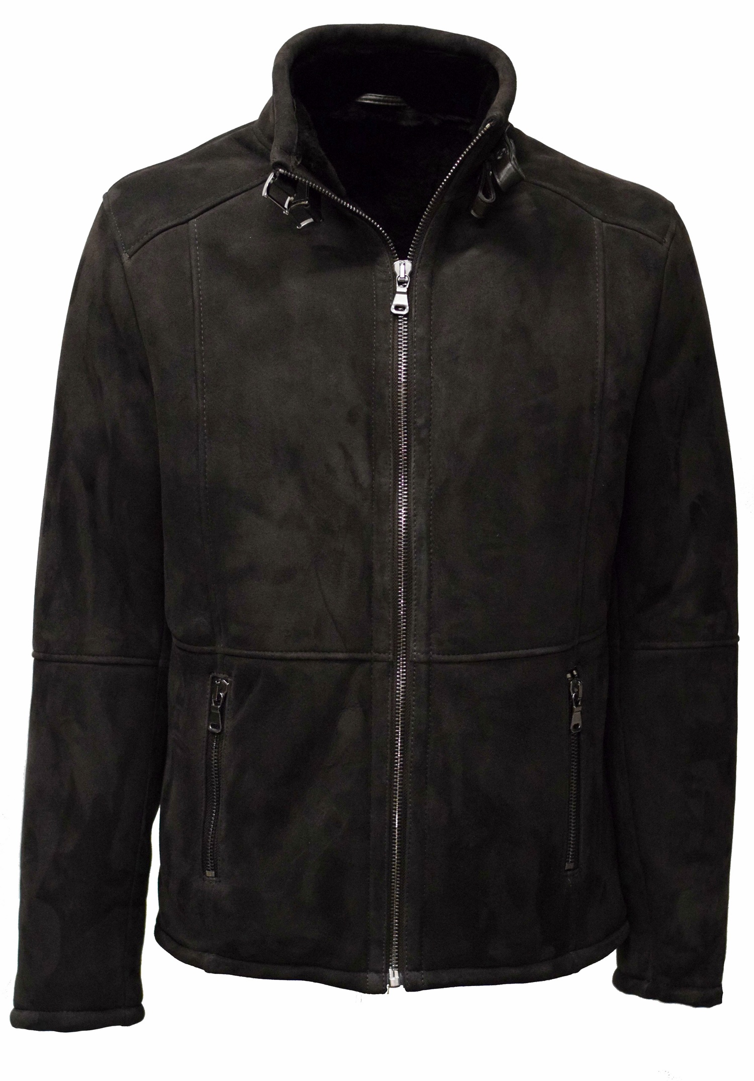 Herren Lammfelljacke Nellson in Braun Schwarzbraun