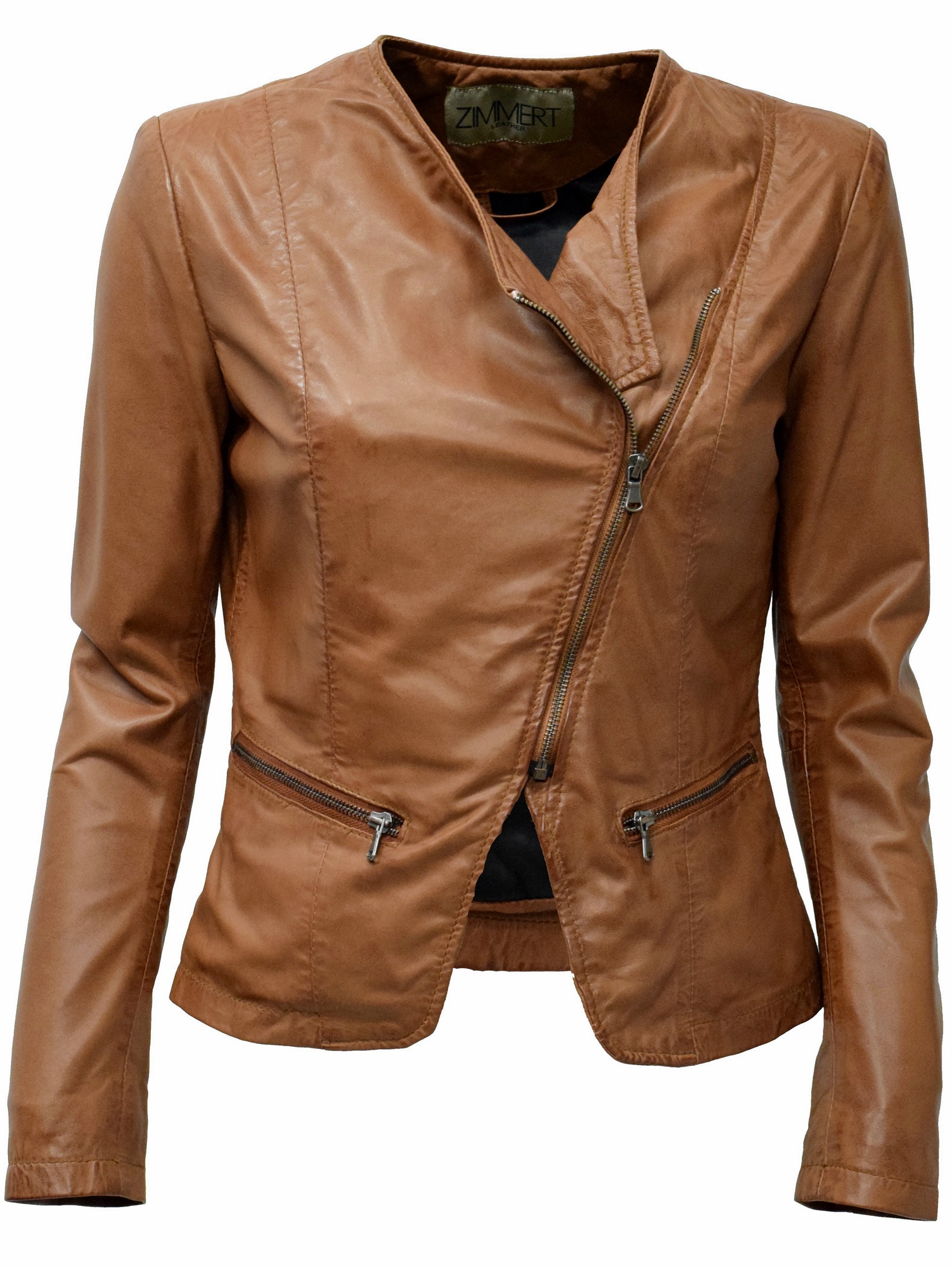 Damen Lederjacke Minni in washed Cognac