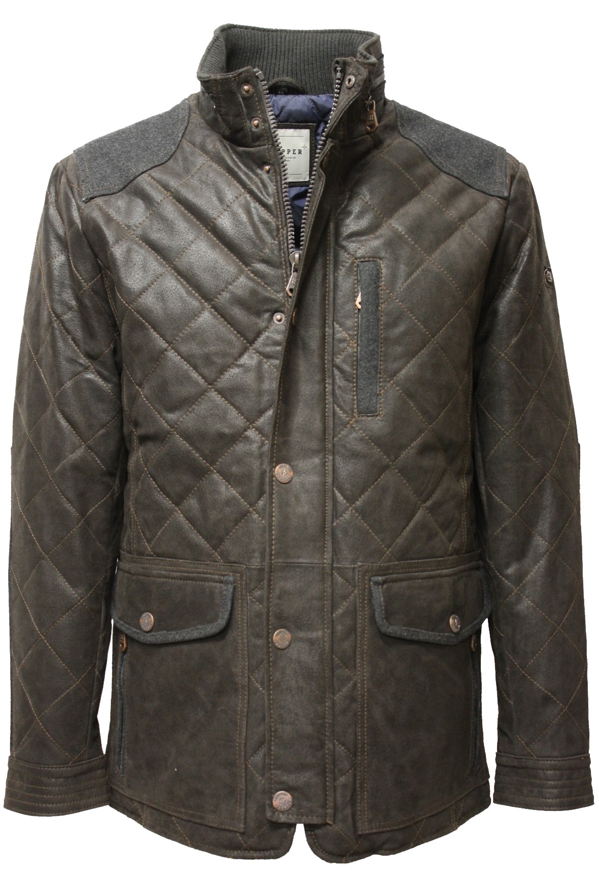 Trapper Herren Stepp-Lederjacke Joost in Oily Timber