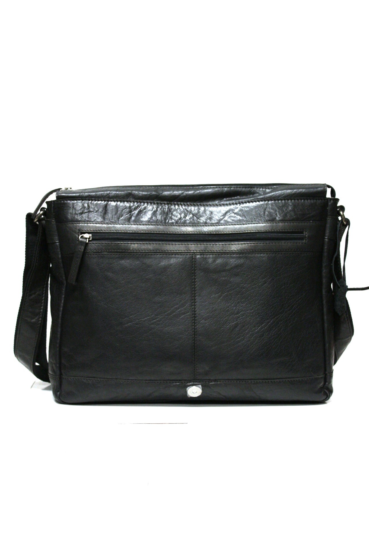 Spikes & Sparrow Leder Kuriertasche in vintage Schwarz