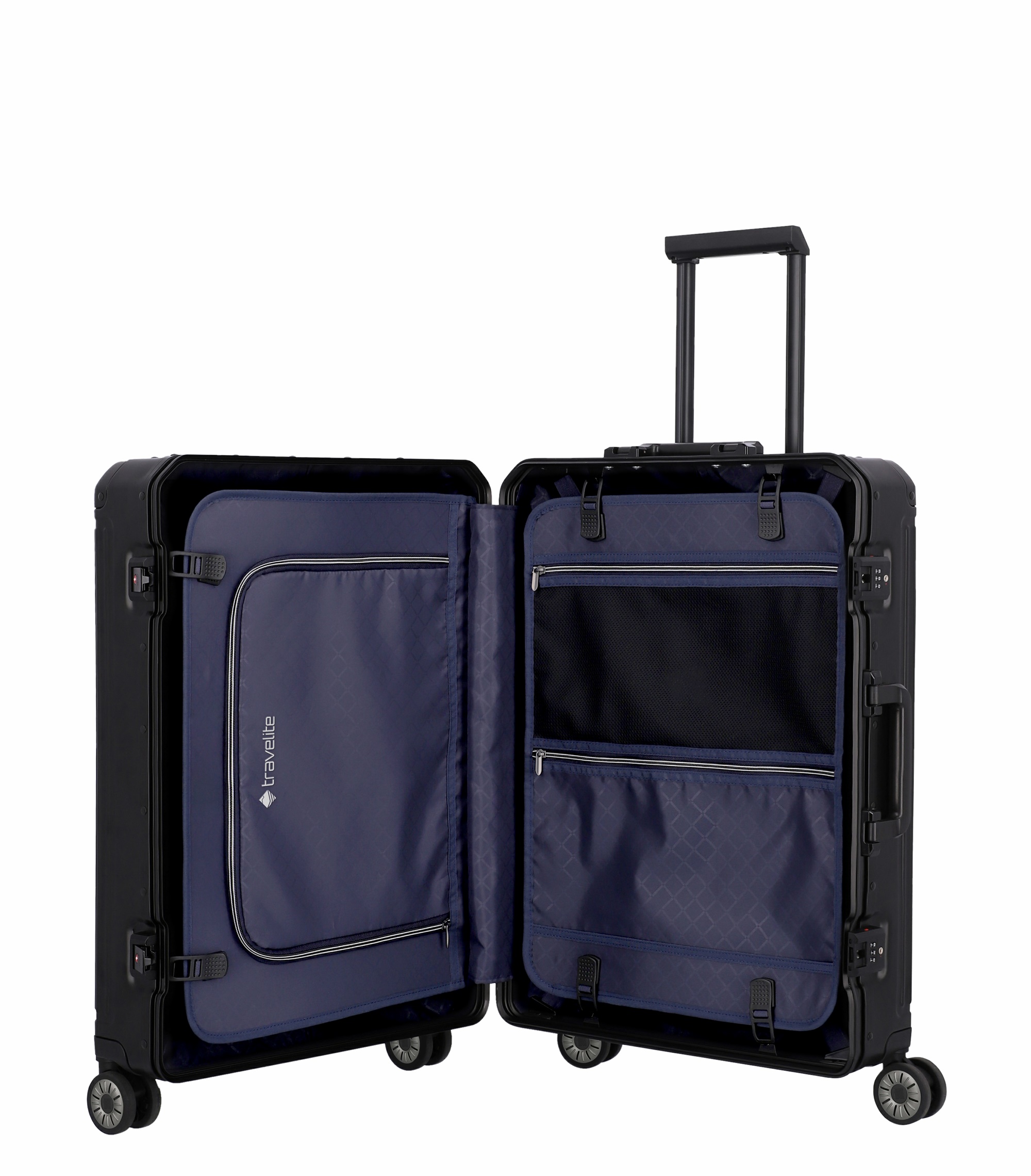 *Travelite Aluminium Trolley Next M 66 cm mit 4 Rollen Schwarz 