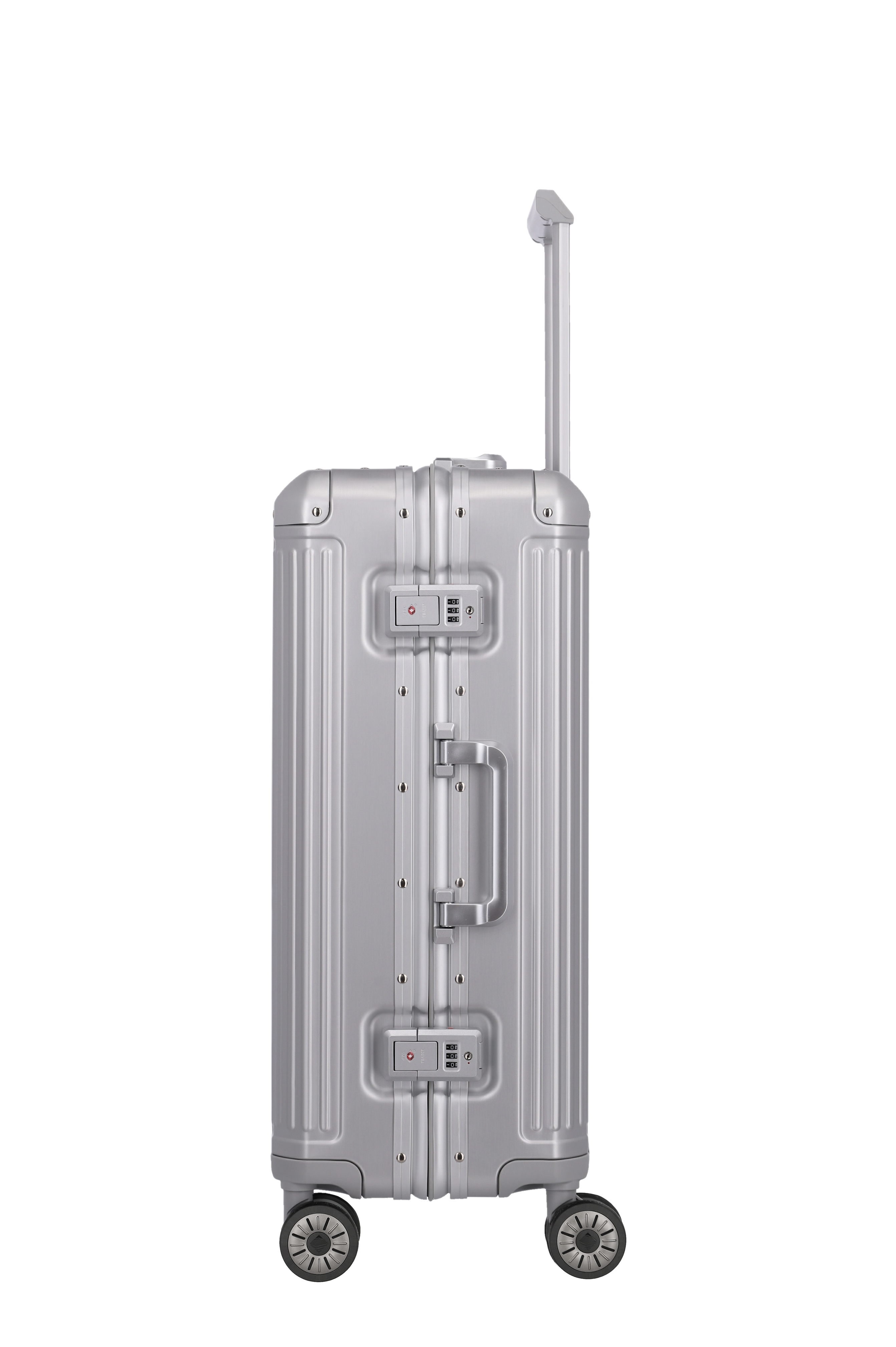 Travelite Aluminium Trolley Next M 66 cm mit 4 Rollen Silber