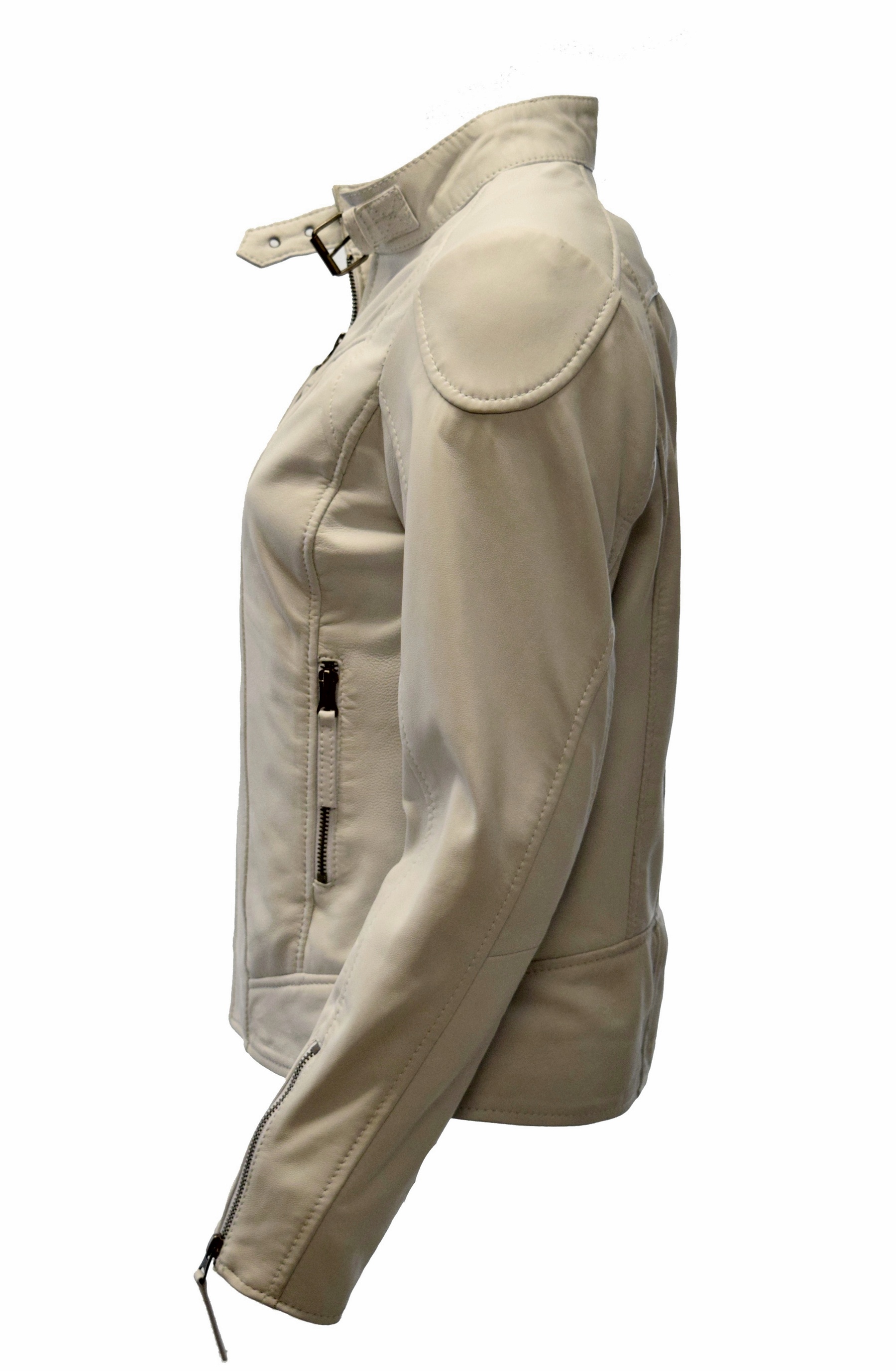 Damen Lederjacke Kimy gesteppt washed Cremeweiss