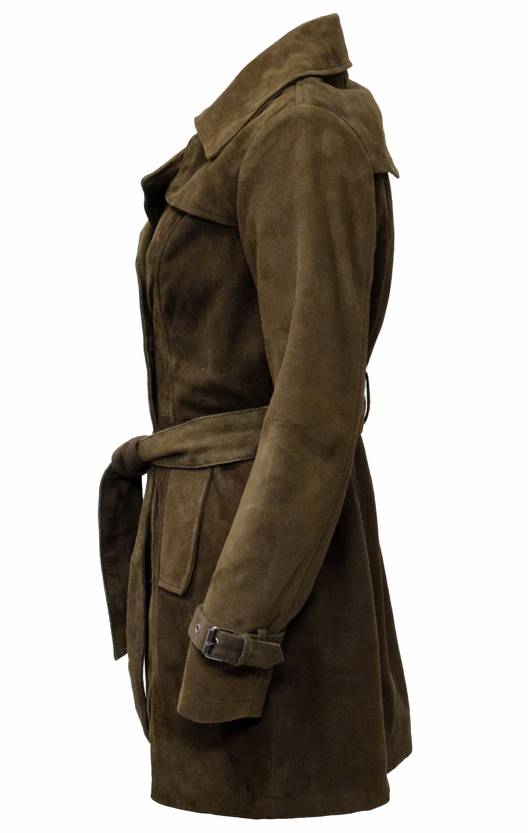 Damen Kurz- Trenchcoat Ledermantel Anna in Mocca