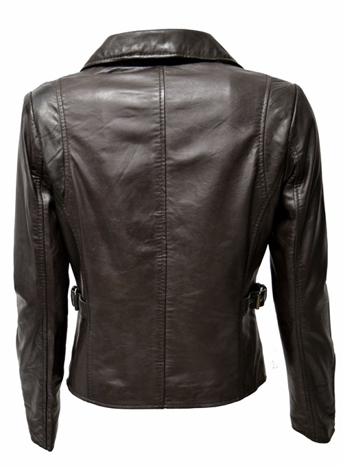 Damen Lederjacke Stella im Biker Stil Moccabraun