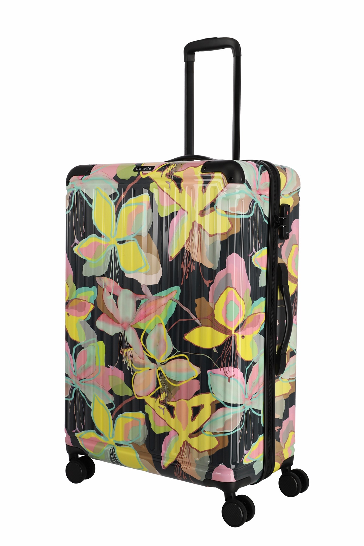 Travelite Trolley Cruise L 77 cm mit 4 Rollen Gelbe Orchidee