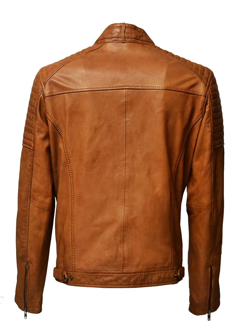 Herren Lederjacke Gunn in washed Cognac