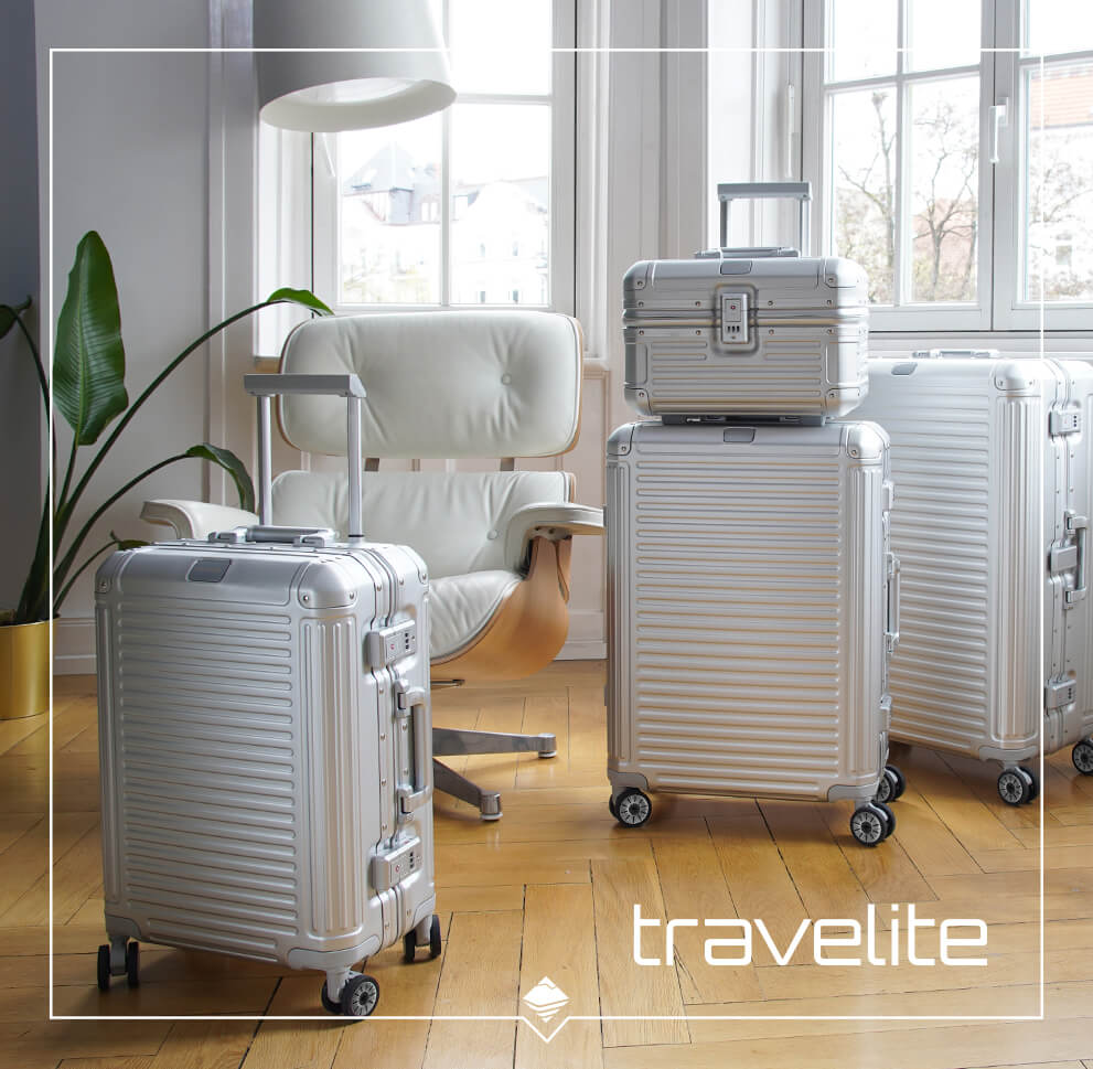 Travelite 3tlg. Set Aluminium Trolley Next S 55 cm M 66 cm L 77 cm mit 4 Rollen Schwarz