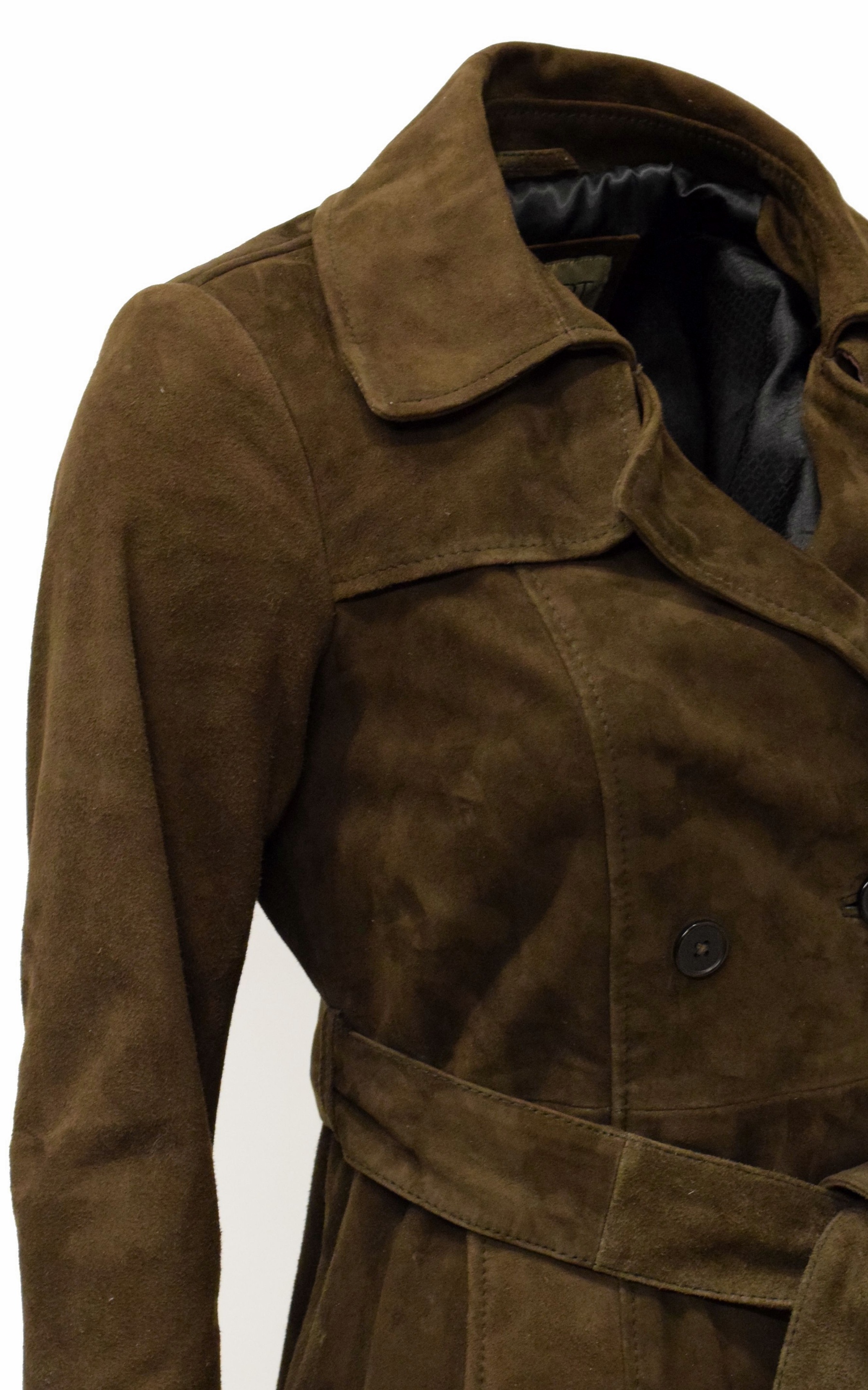 Damen Kurz- Trenchcoat Ledermantel Anna in Mocca
