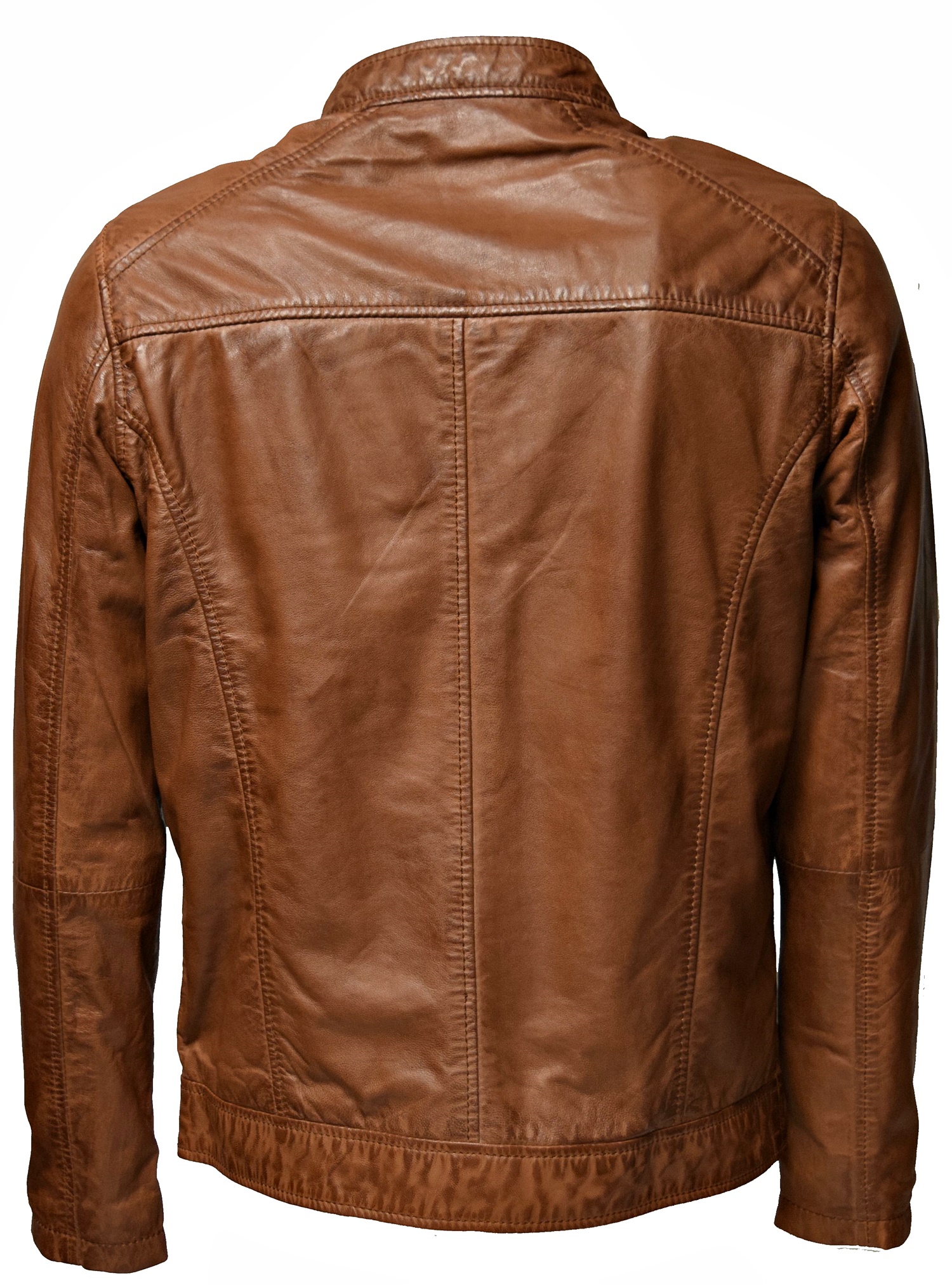 Herren Lederjacke Freddy in washed Cognac Braun