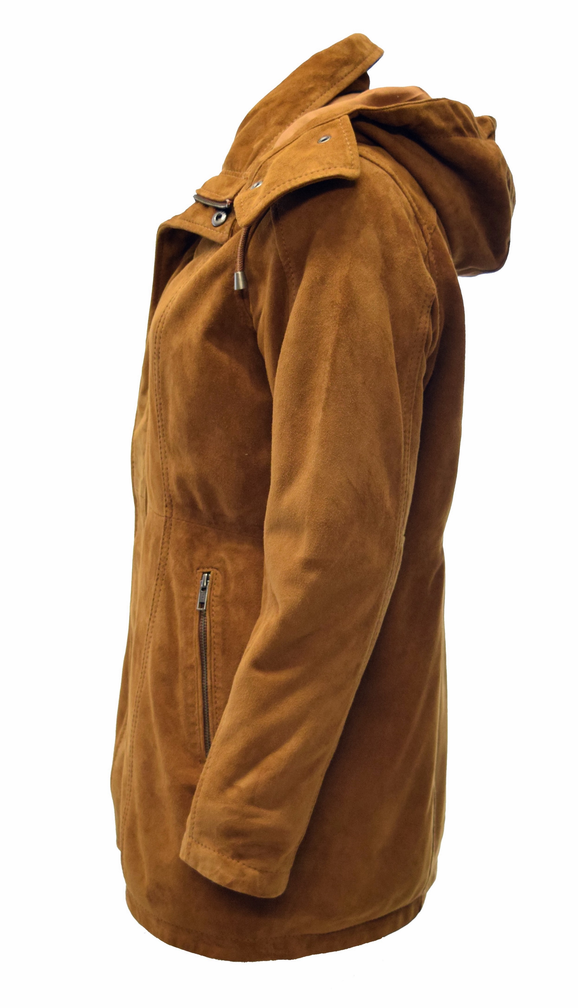 Damen Ziegenvelour Lederjacke Pauline in Cognac