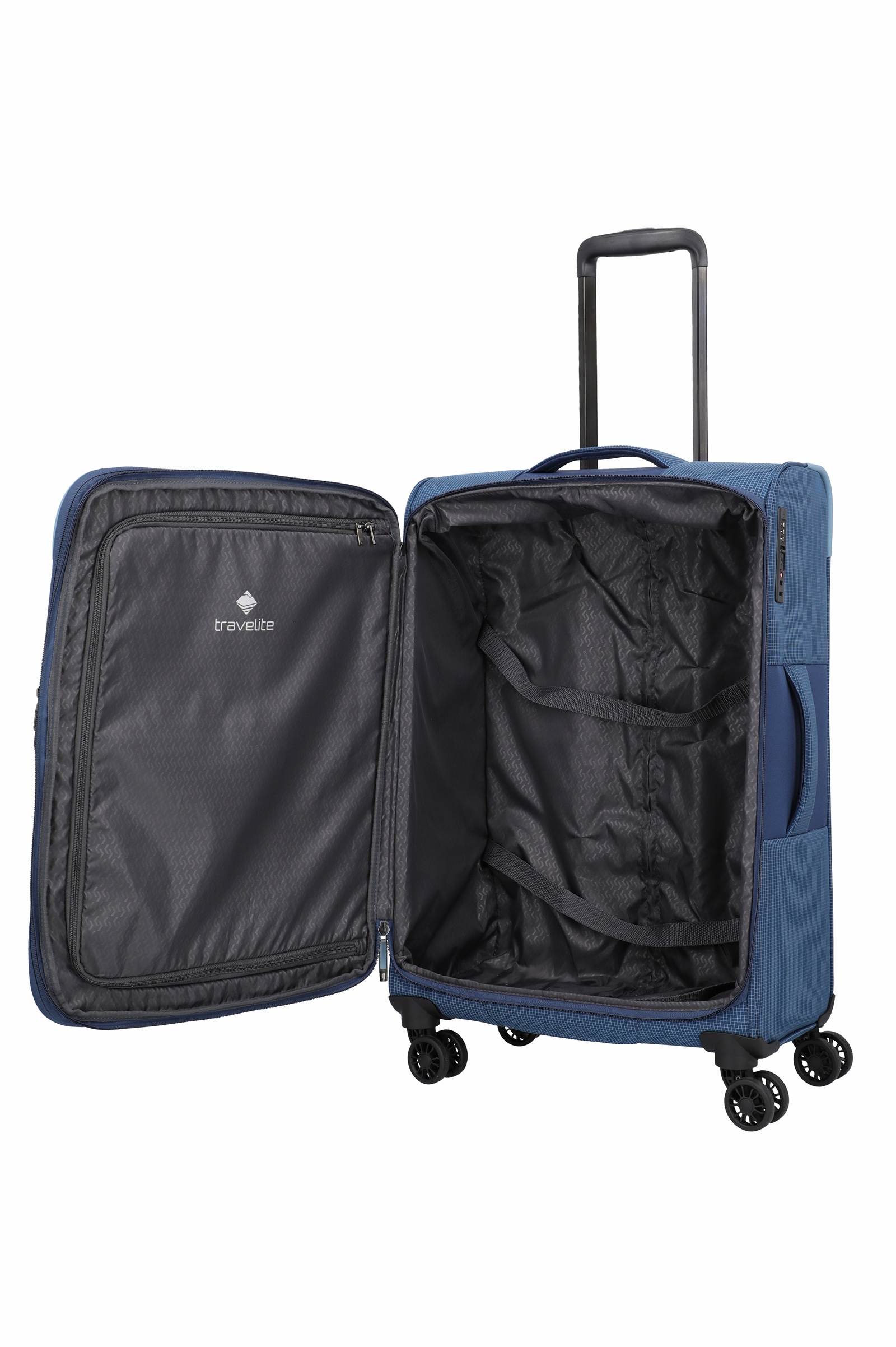 Travelite Trolley Corsiica M 67 cm mit 4 Rollen Blau