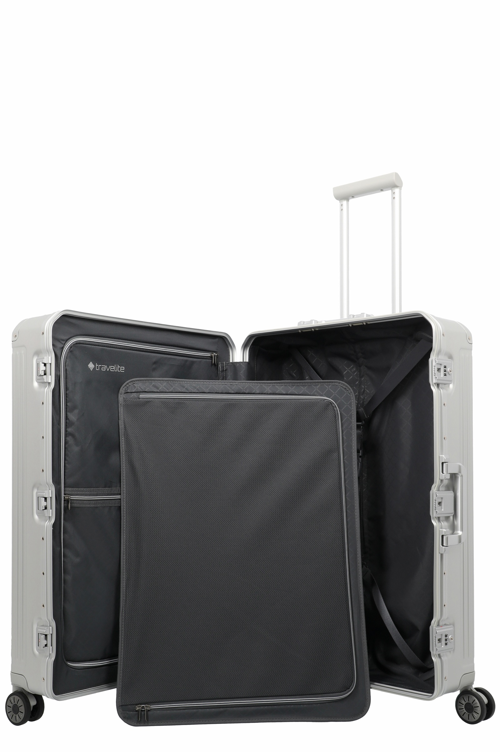 Travelite Aluminium Trolley Next 2.0 L 77 cm mit 4 Rollen Silber