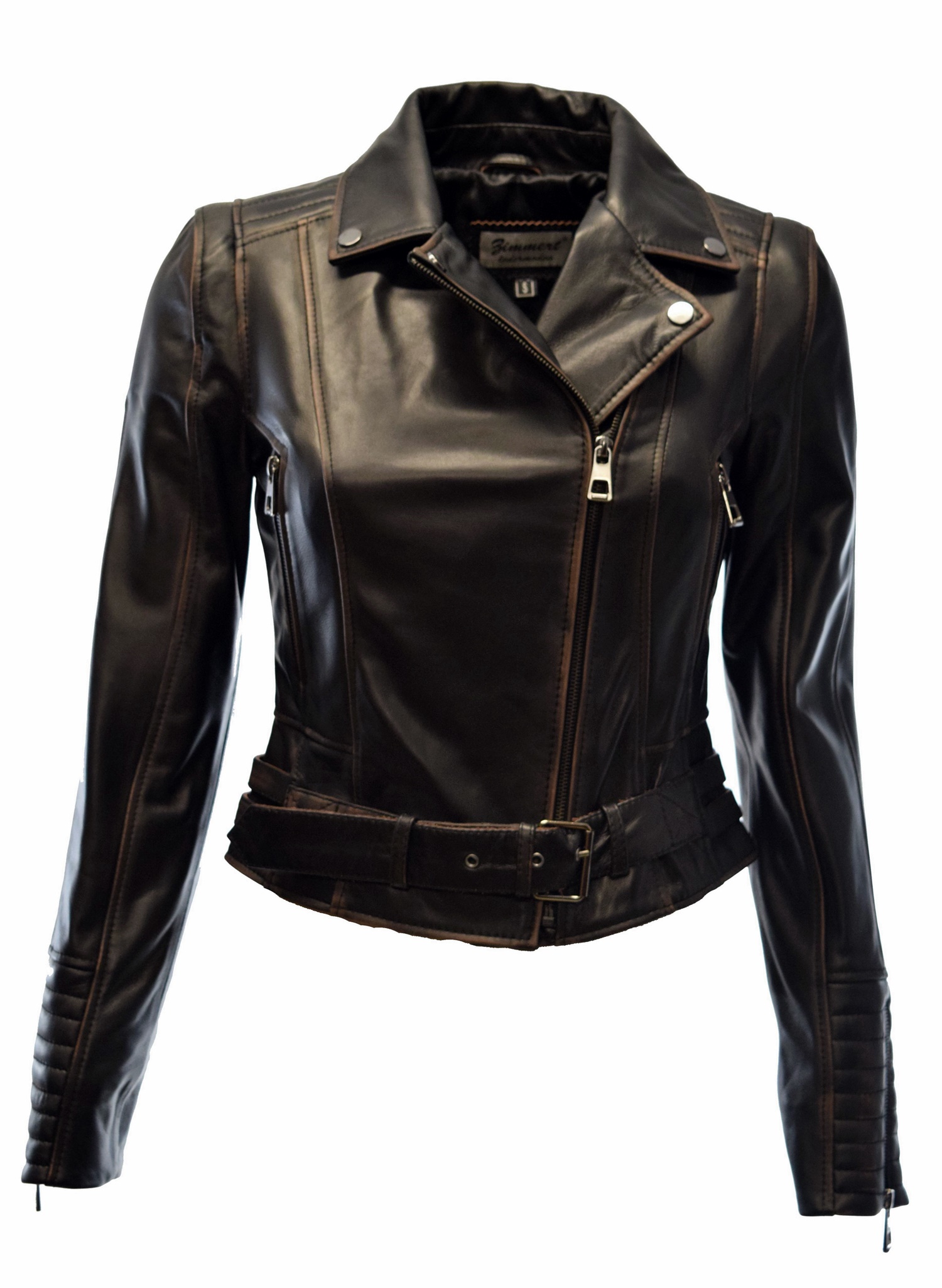Damen Biker Cropped Lederjacke Jenny in alligator Schwarz