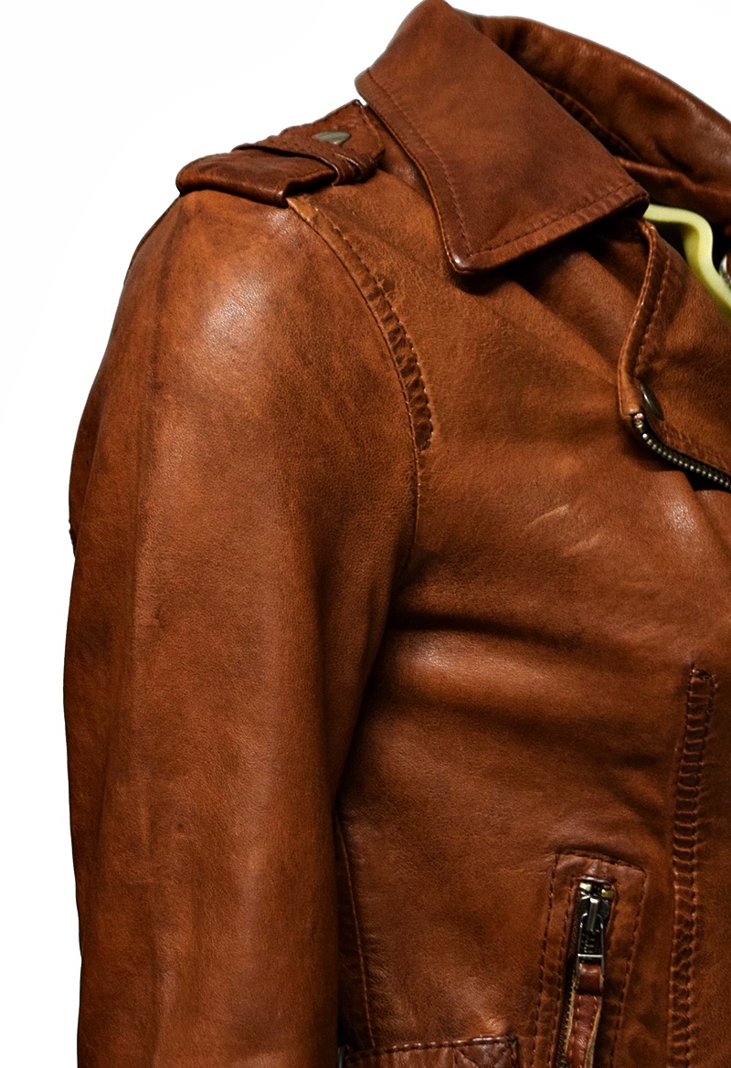 Damen Biker Lederjacke Amalia in Whisky Braun