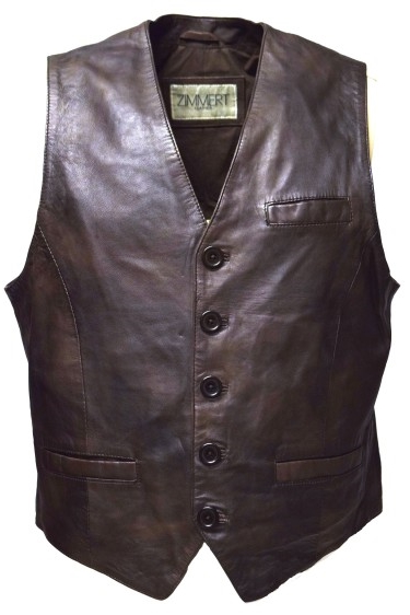 Herren Lederweste Nico in washed Mocca Braun