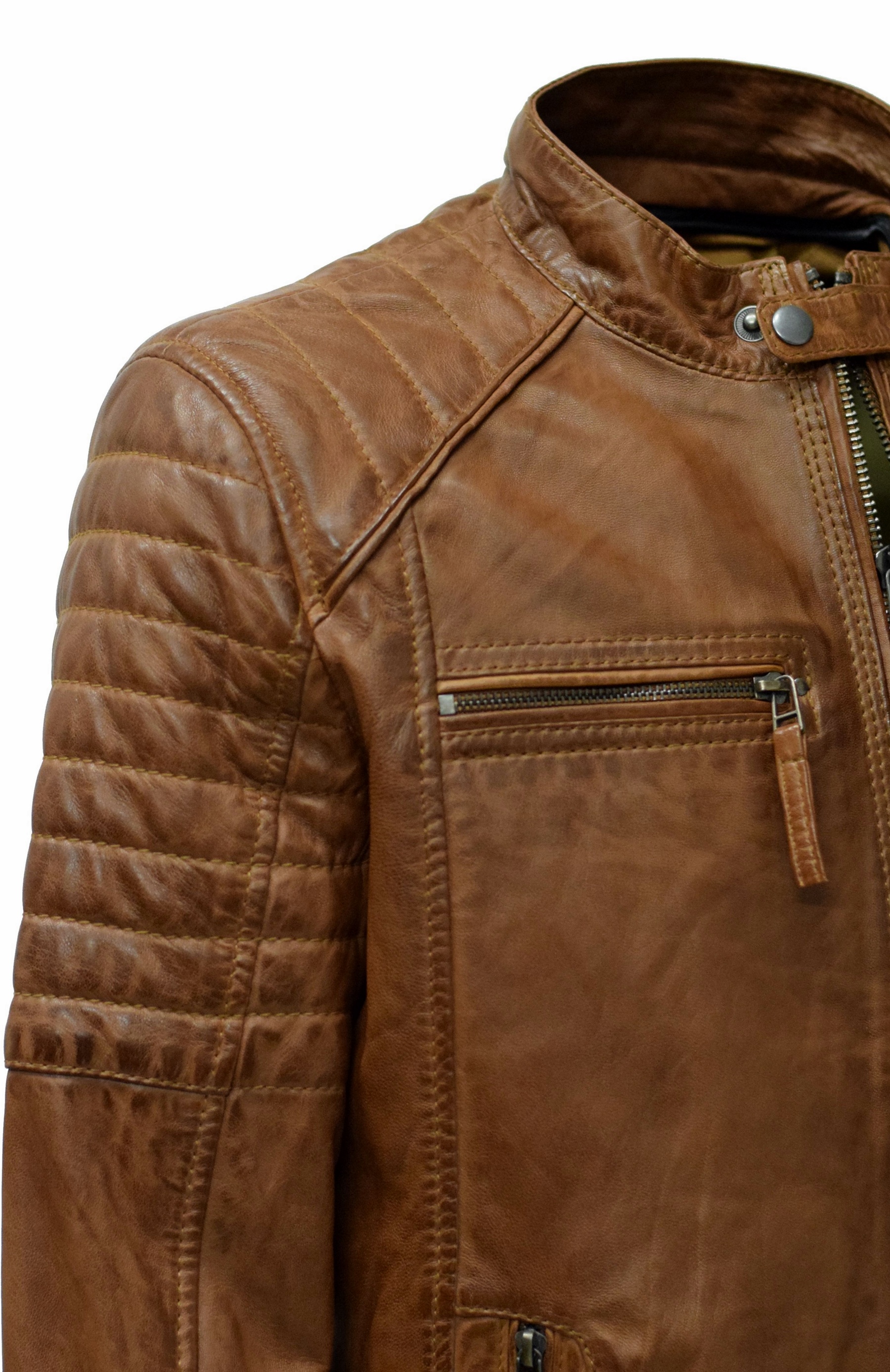 Herren Lederjacke Franky in washed Darkcognac