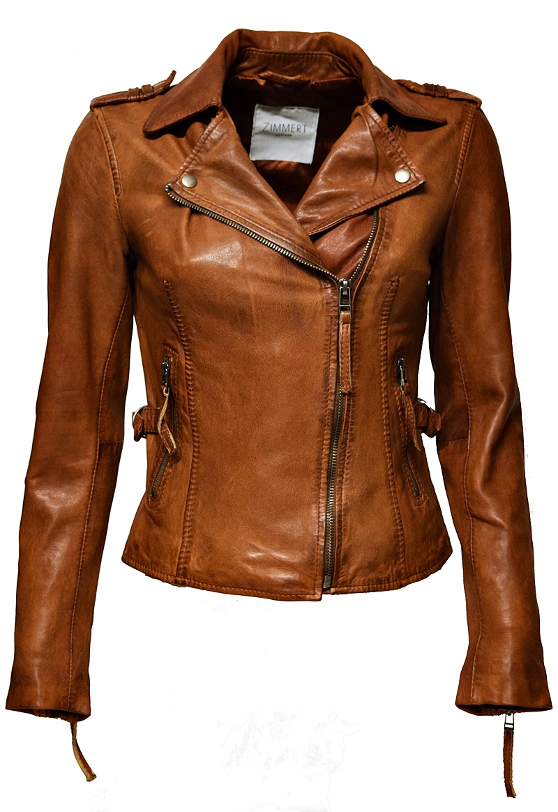 Damen Biker Lederjacke Amalia in Whisky Braun