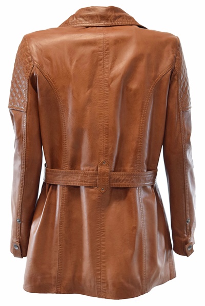 Damen Ledermantel "Miwa" in washed Cognac