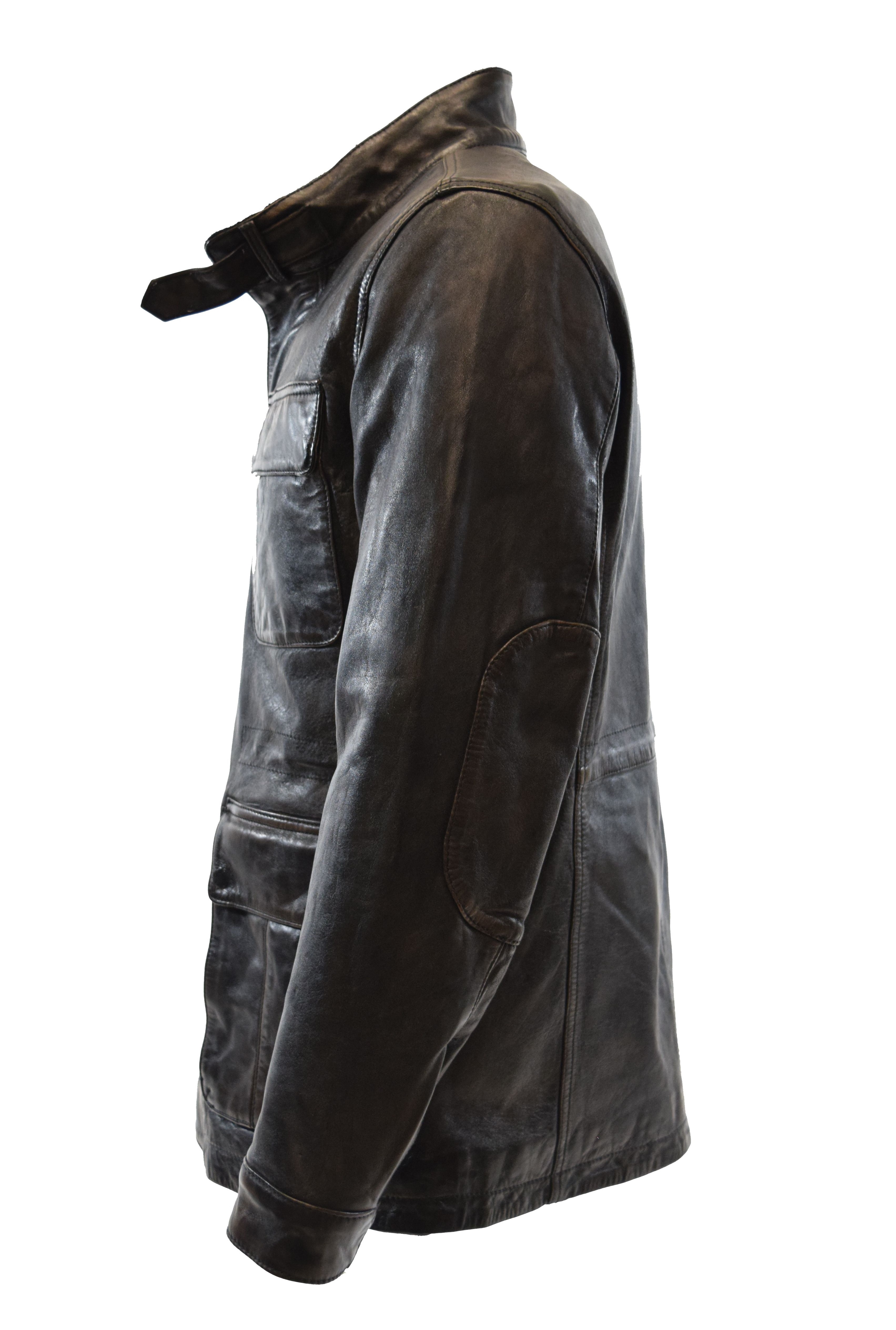 Herren Long Lederjacke Salemi aus robusten Leder in Schwarzbraun