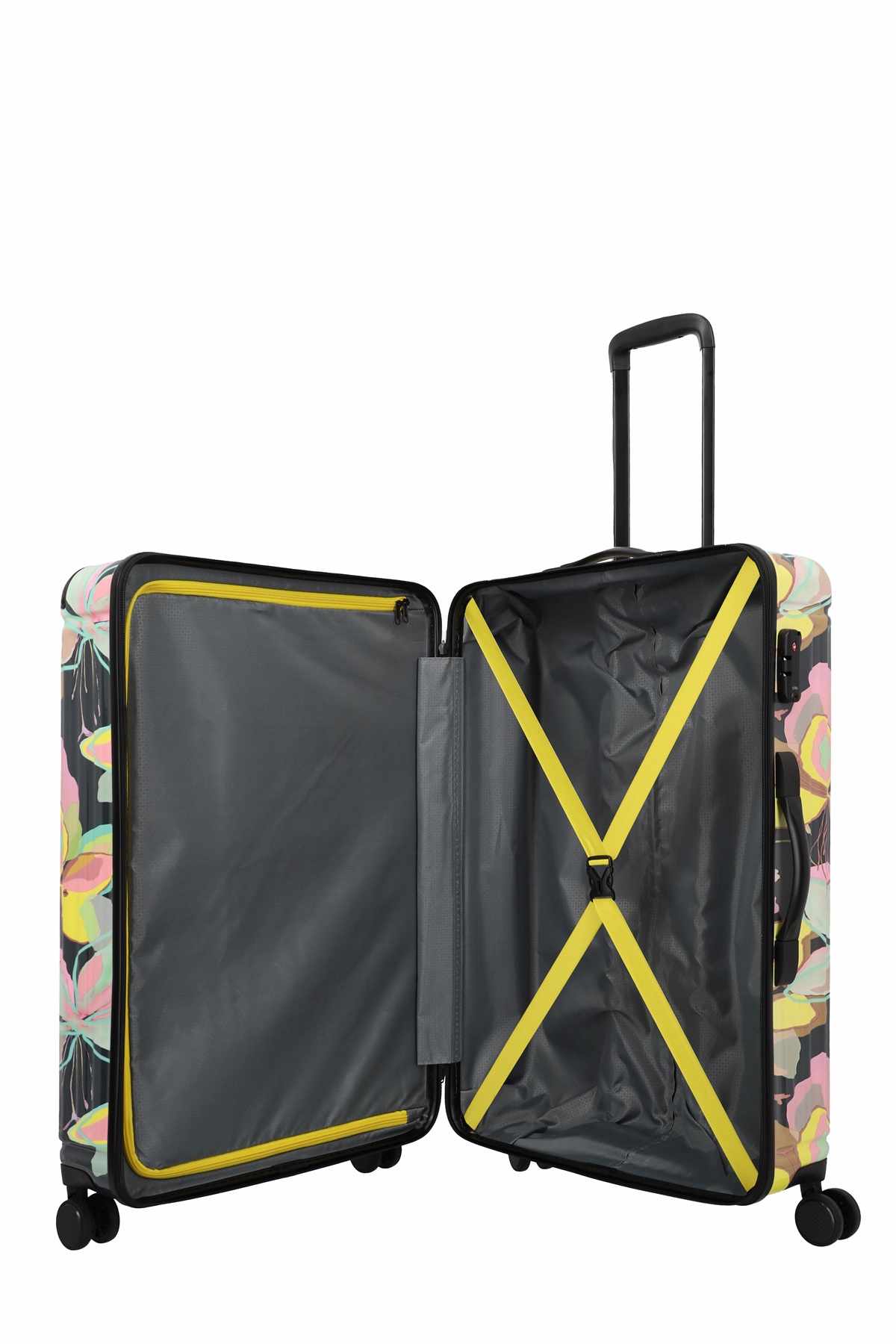 Travelite Trolley Cruise L 77 cm mit 4 Rollen Gelbe Orchidee
