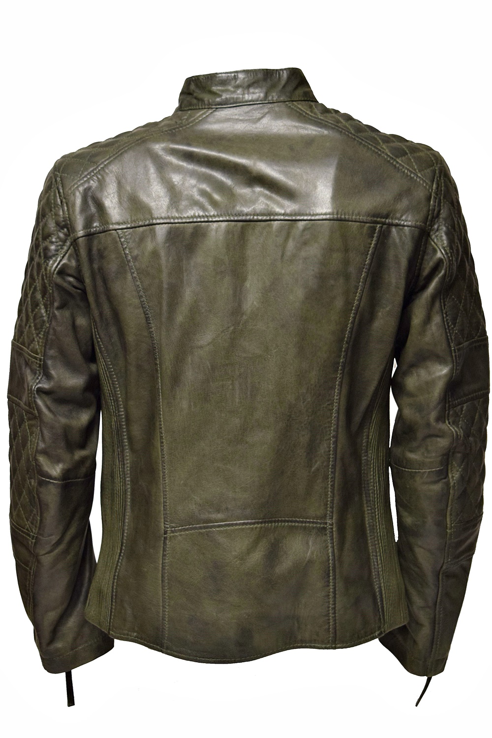 Herren Lederjacke Endy gesteppt in Khaki