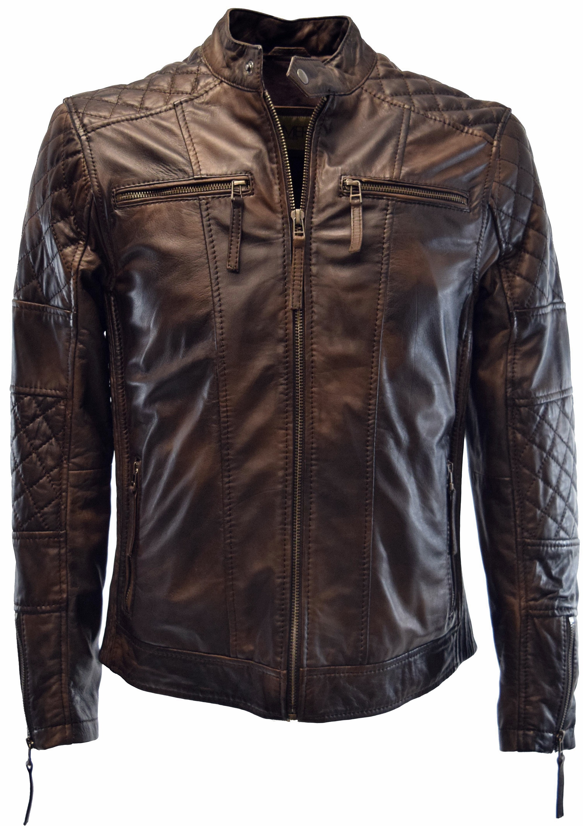 Herren Lederjacke Alex gesteppt in washed Mocca