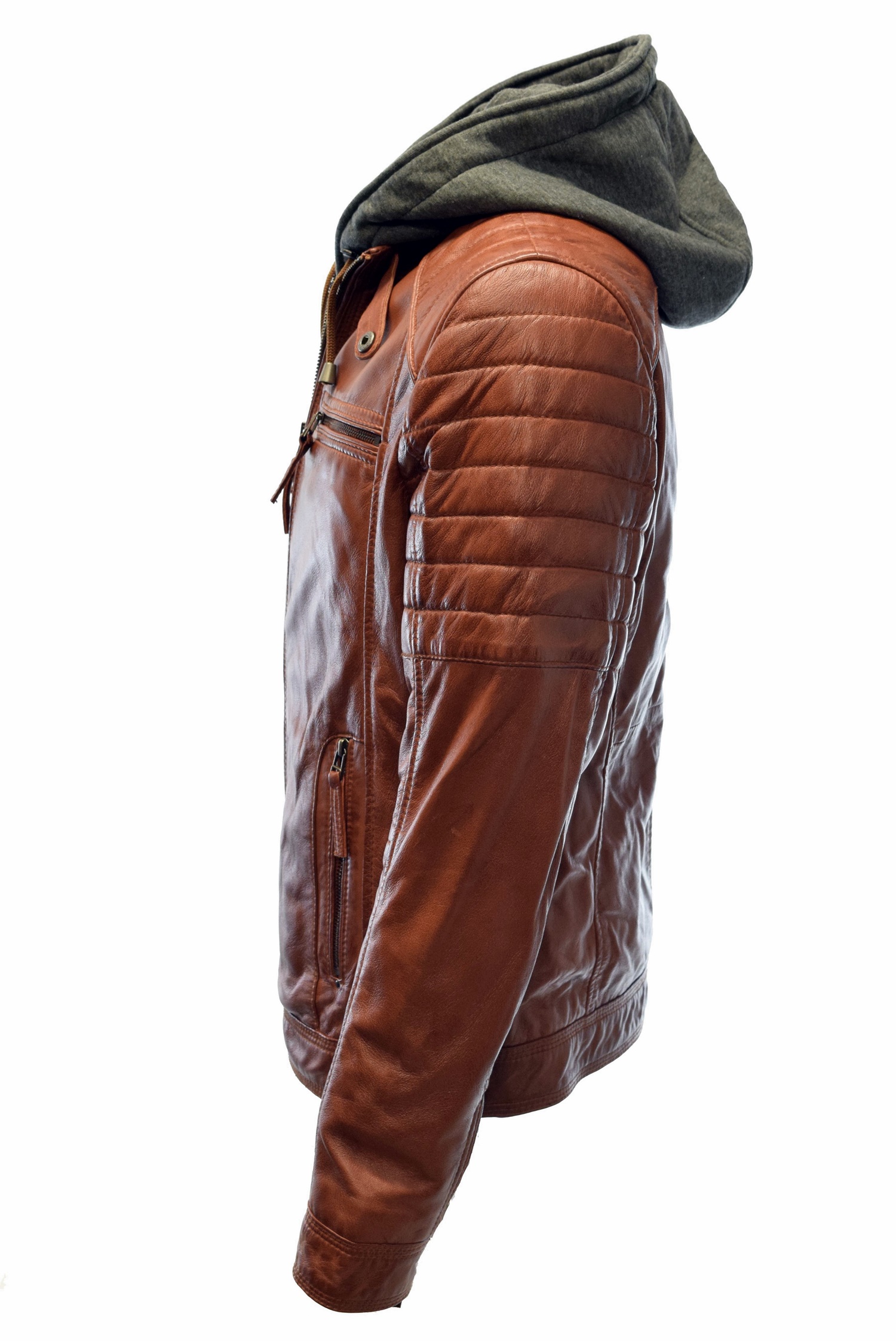 Herren Lederjacke Carlo gesteppt in washed Cognac