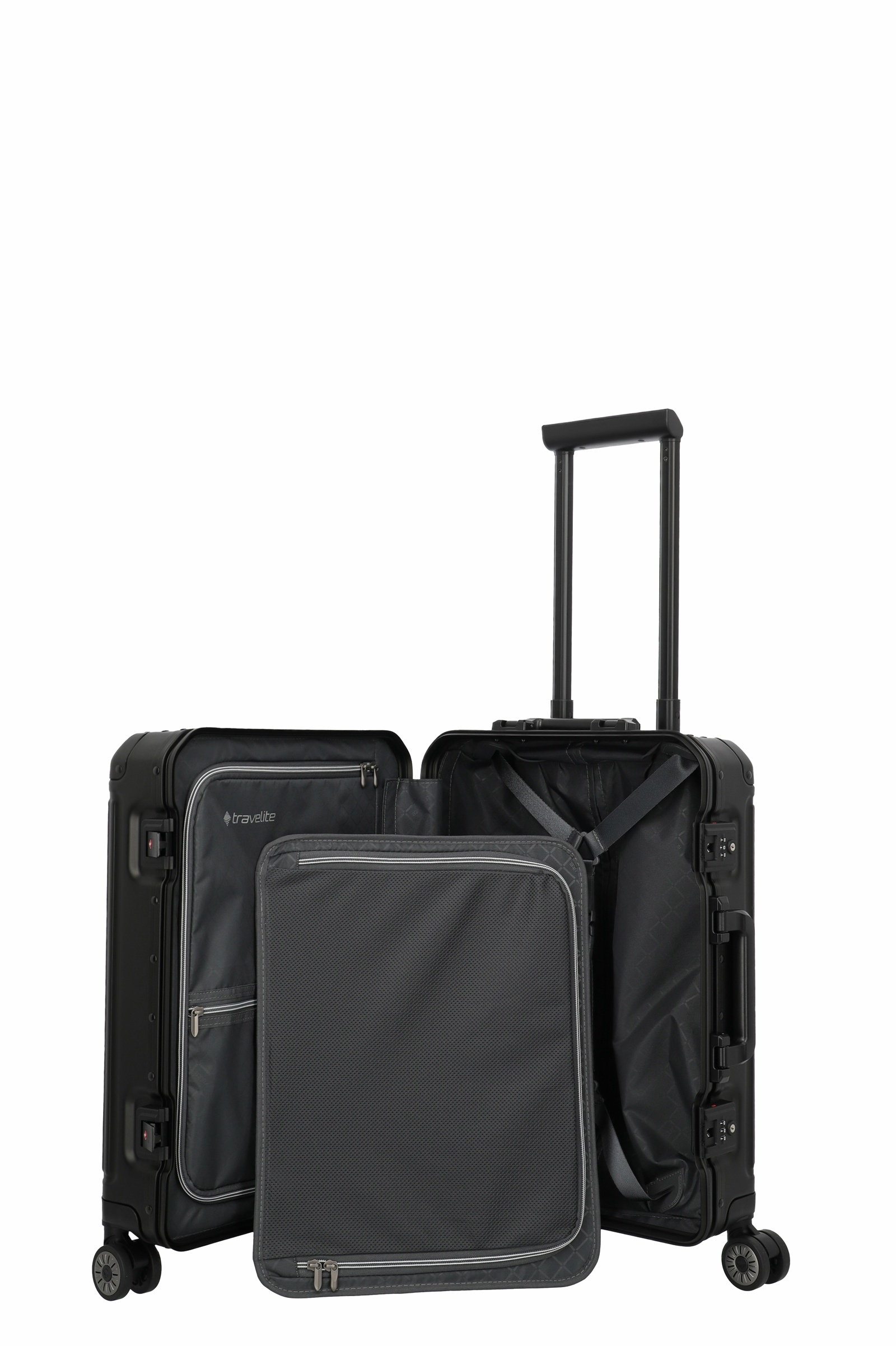 Travelite Aluminium Trolley Next 2.0 S 55 cm mit 4 Rollen Schwarz