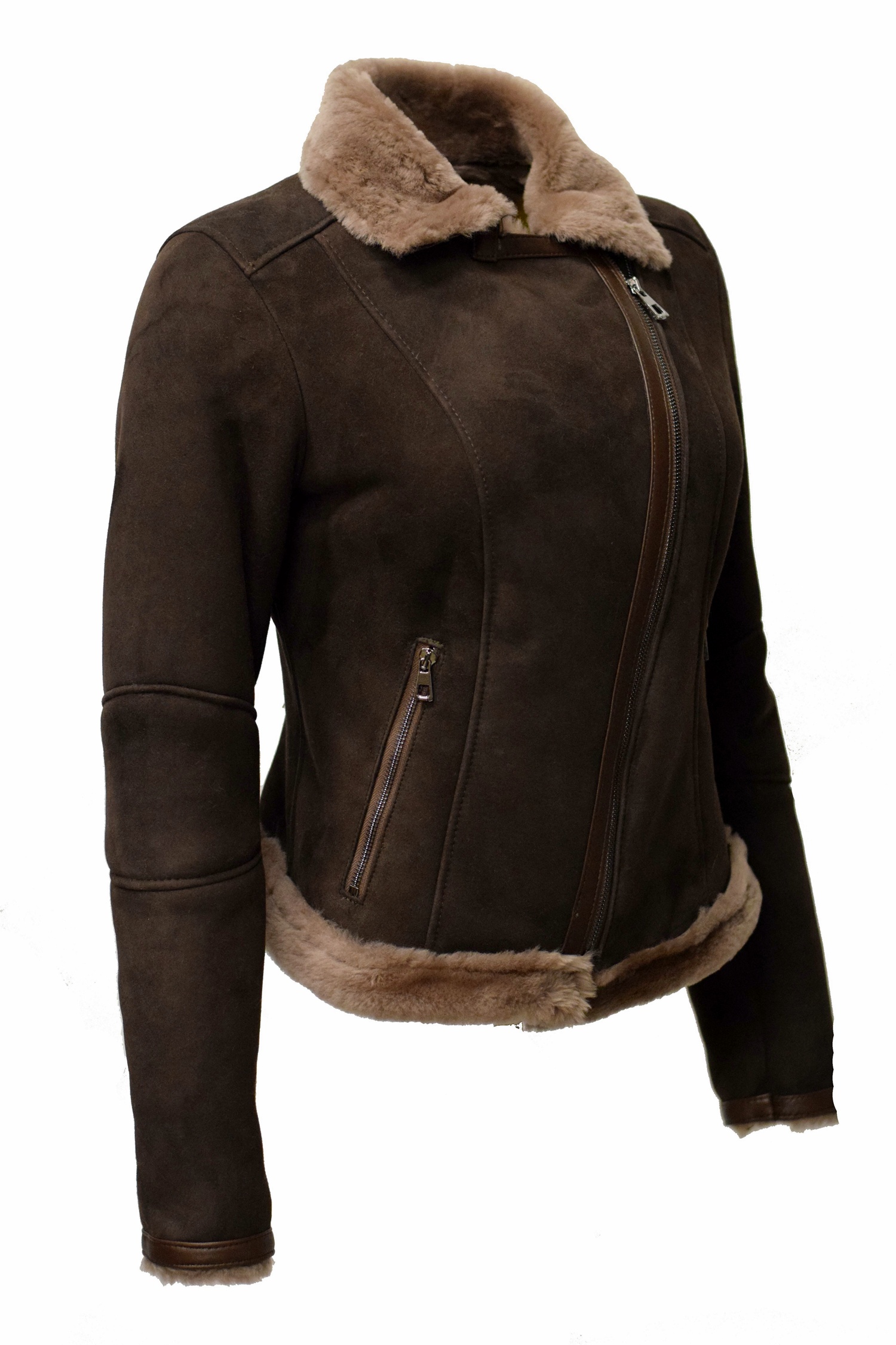 Damen Lammfelljacke Elsa in Mocca Braun