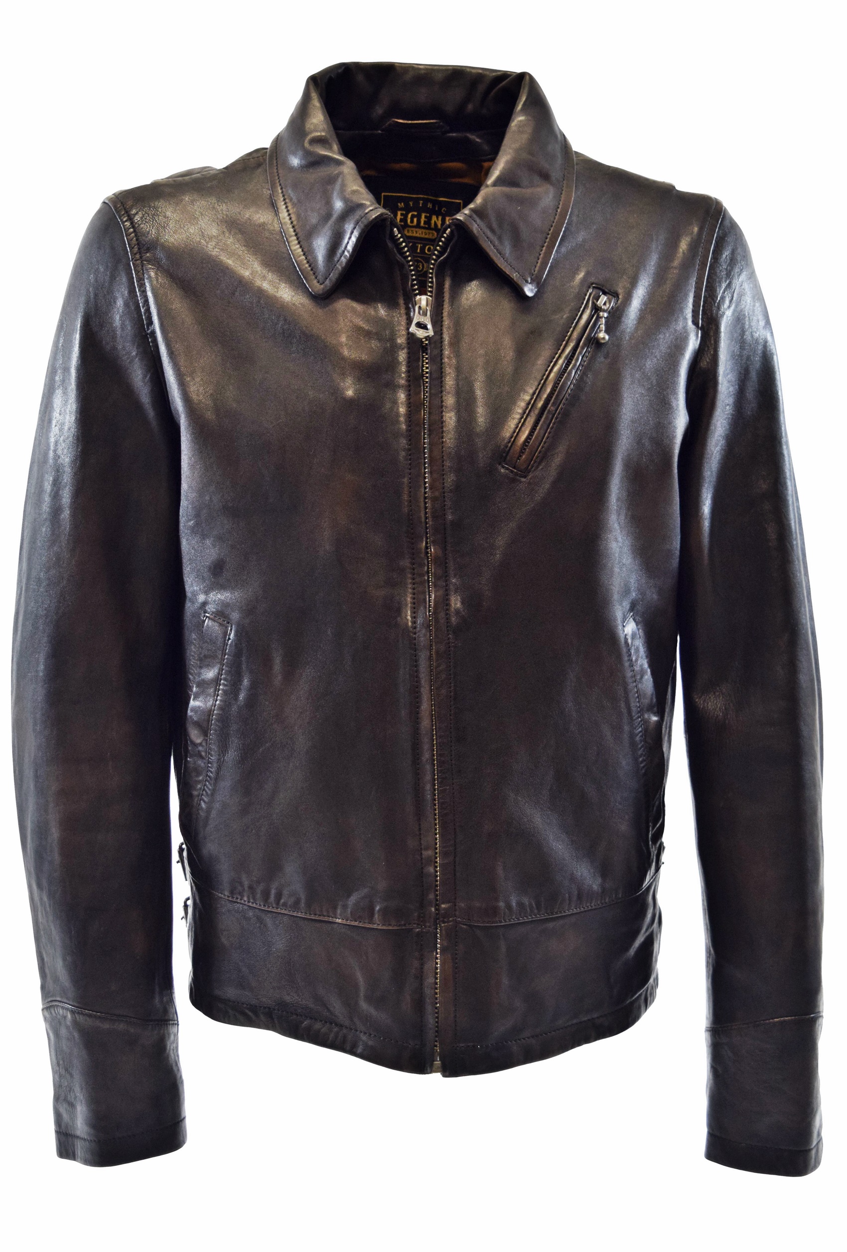 Herren Lederjacke Greyson im Blouson Stil in der Vintage Farbe Schwarz Braun