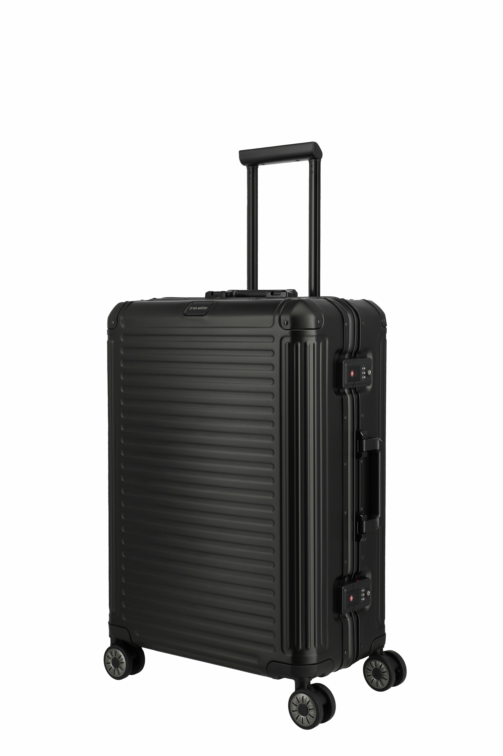 Travelite Aluminium Trolley Next 2.0 M 66 cm mit 4 Rollen Schwarz