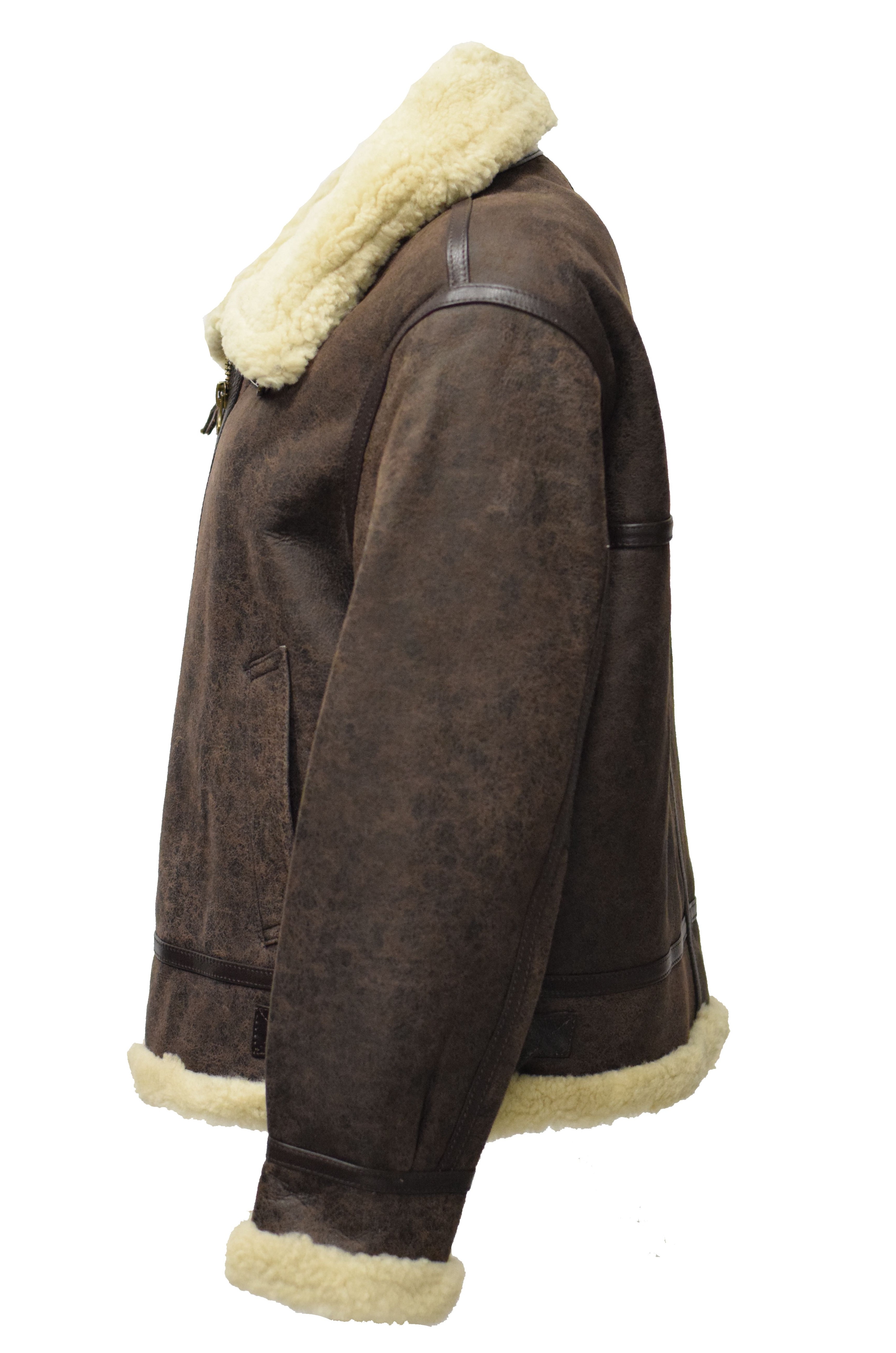 Damen Lederjacke Lammfelljacke Javote in antik Dunkelbraun